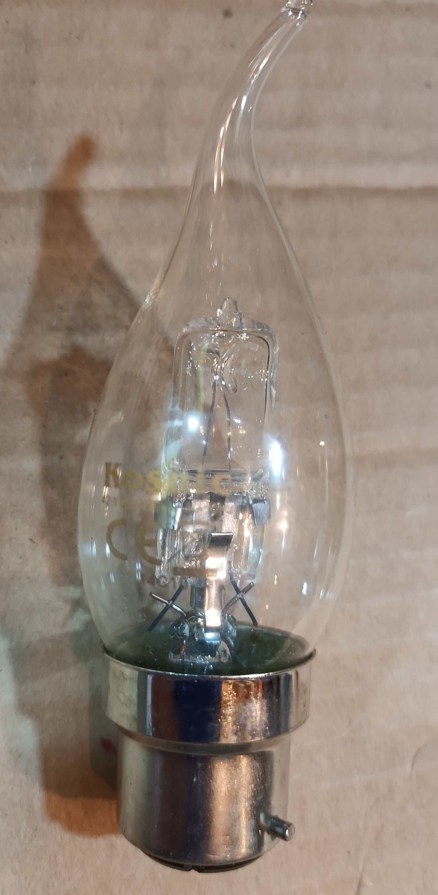 Bent Tip Candle Halogen Clear 42W Warm White BC / B22 By Kosnic