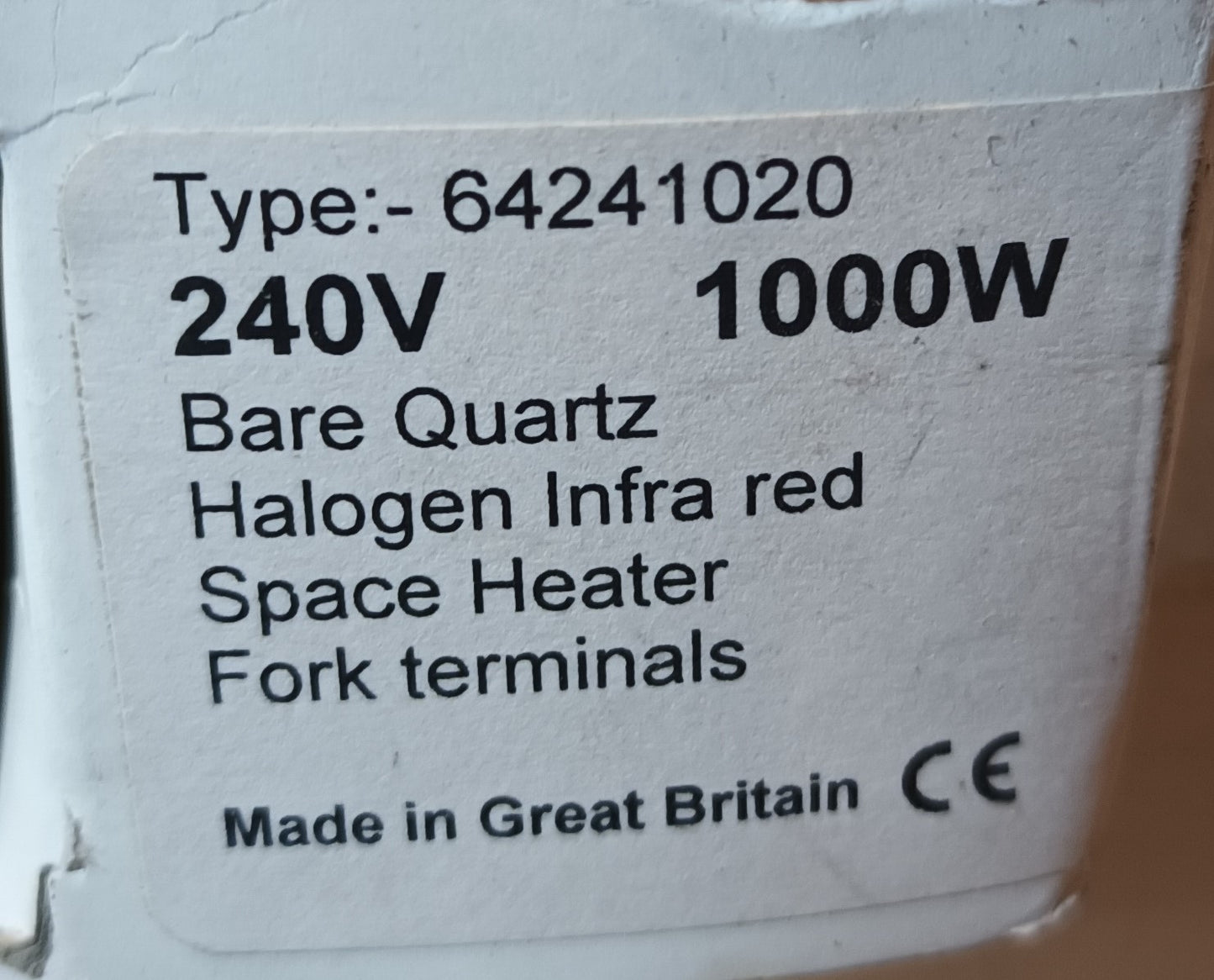 64241020 1000w Infra Red Heat Lamp with leads and terminals