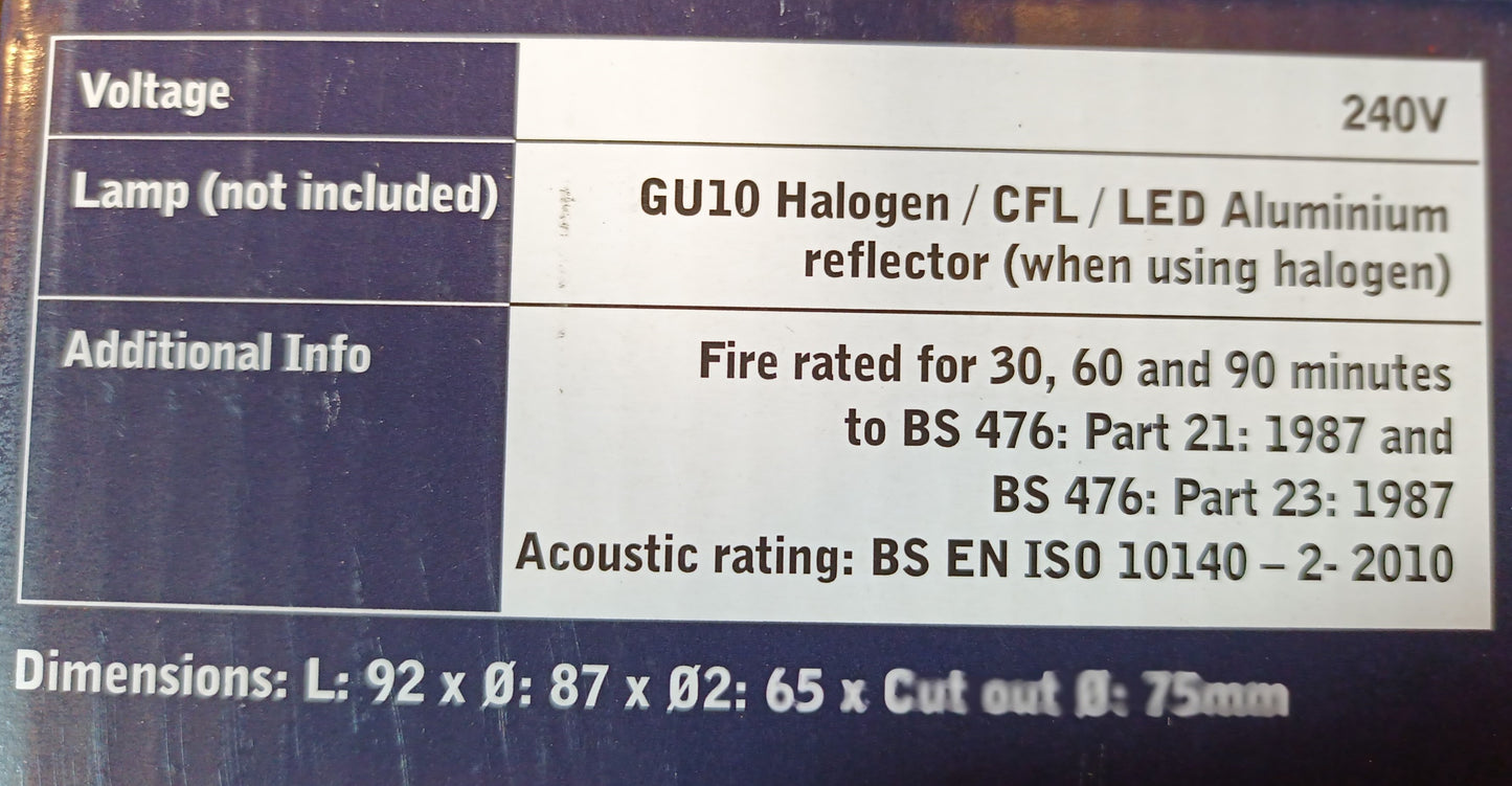Fire Rated Gu10 Downlight Tilting In Chrome