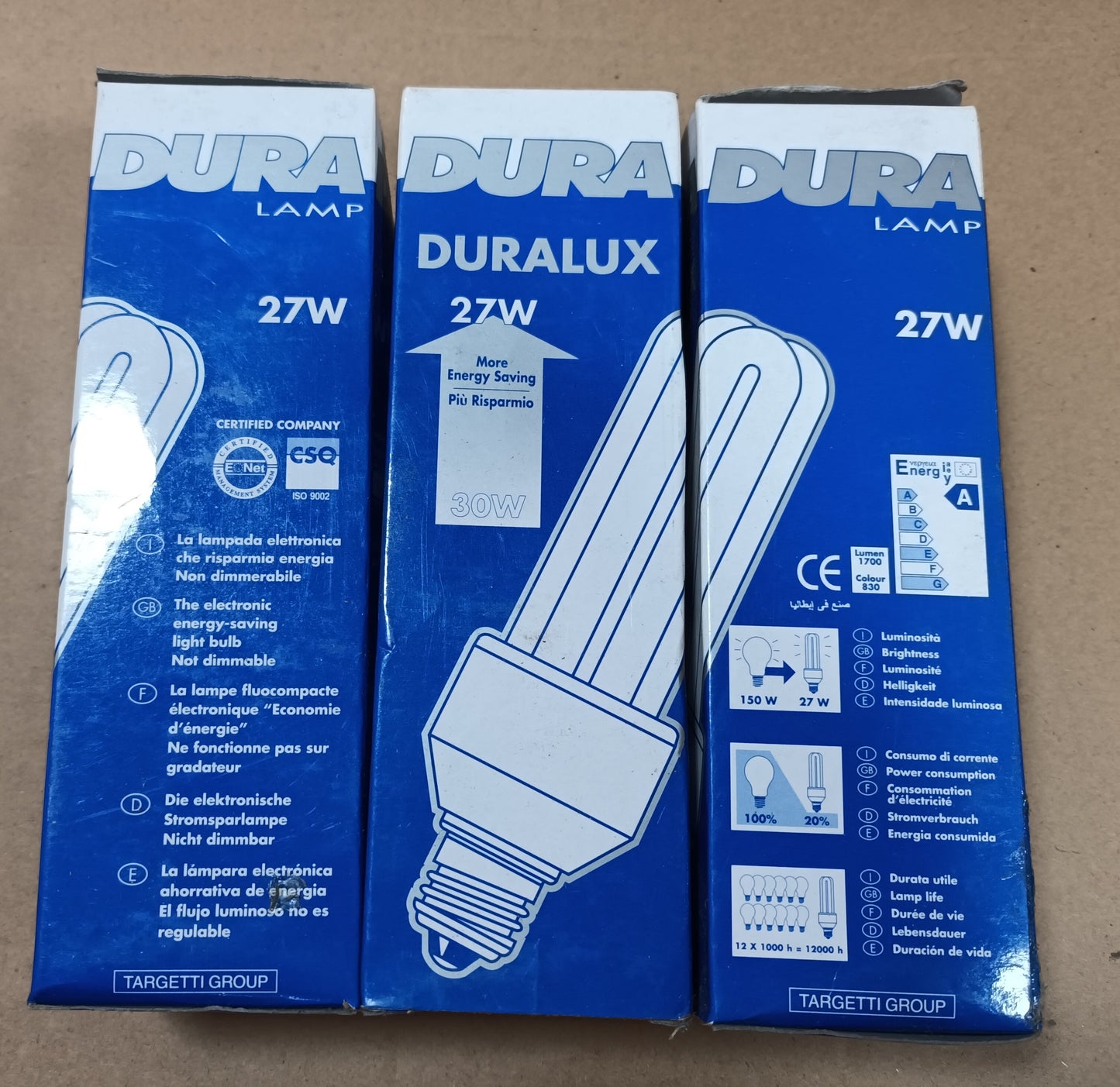3 X CFL 27watts ES / e27 warm white / 3000k by Dura