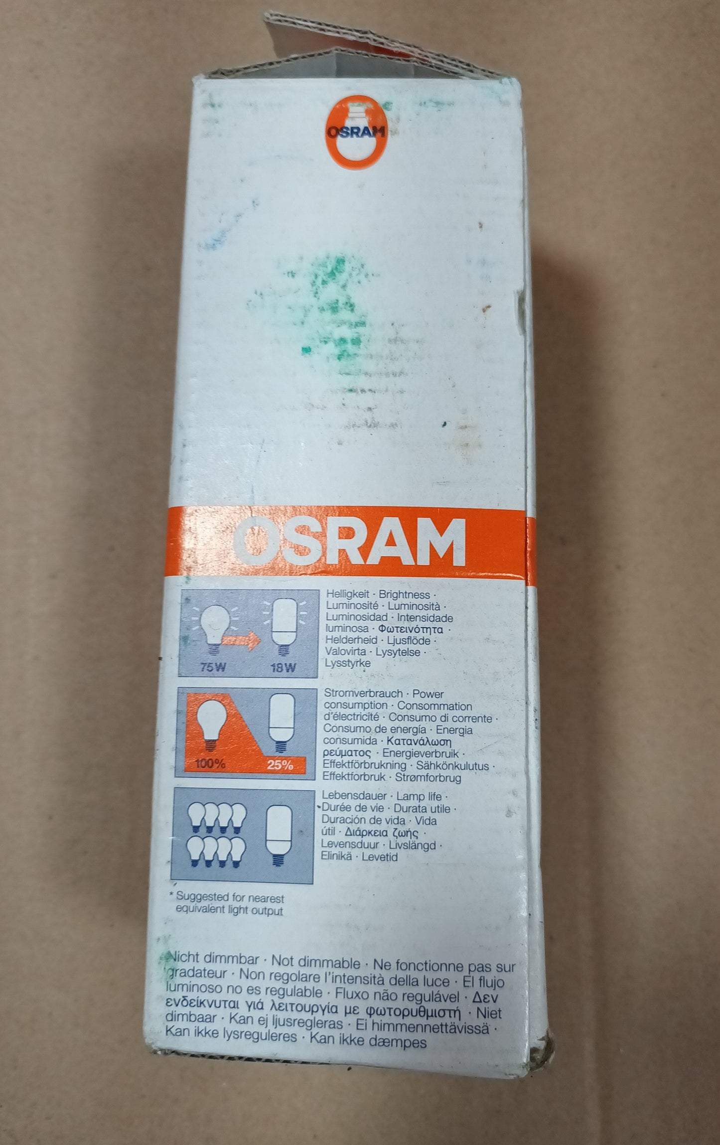 Osram 18w = 75w ES / E27long life 8,000h