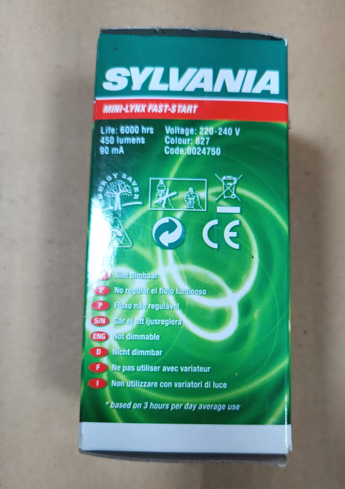 Sylvania CFL 9w BC / B22 warm white