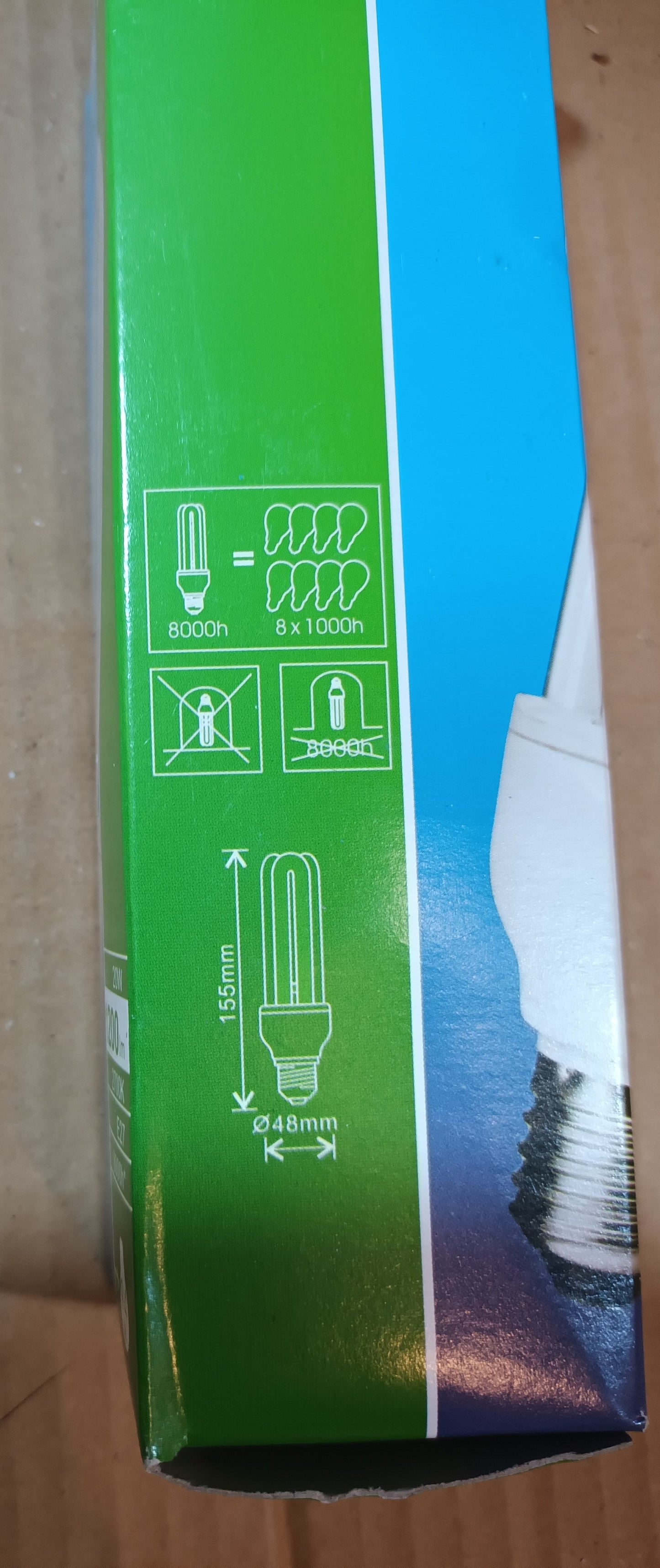 Energy saving CFL 20watt es / E27 warm white long life 8,000h