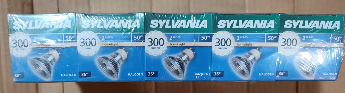 10 x Sylvania GU10 50watts hi spot es50 warm white 2,000h Dimmable