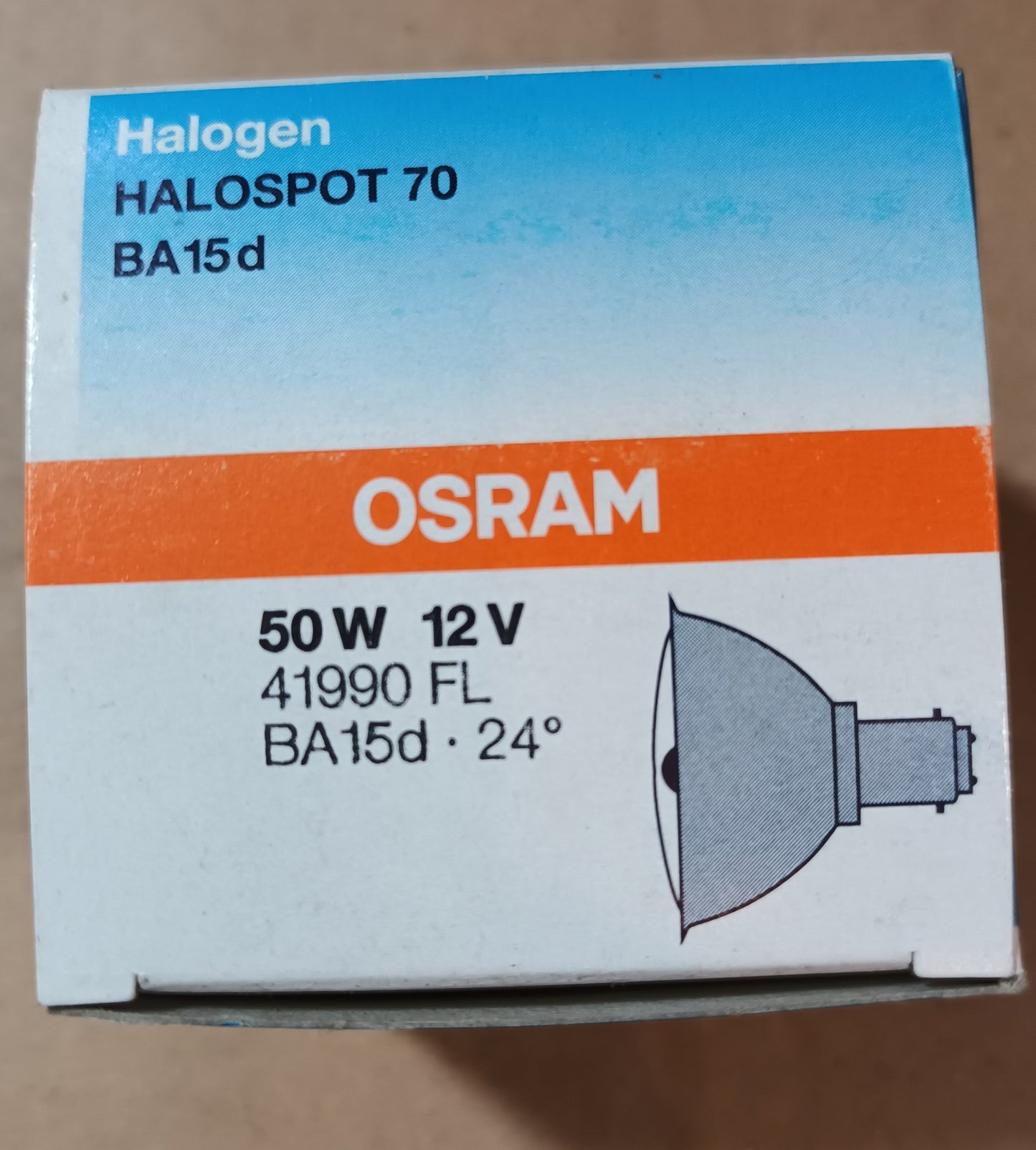 M158 Halospot 70 by Osram 50 watts 12volt code 41990FL BA15d made in Germany
