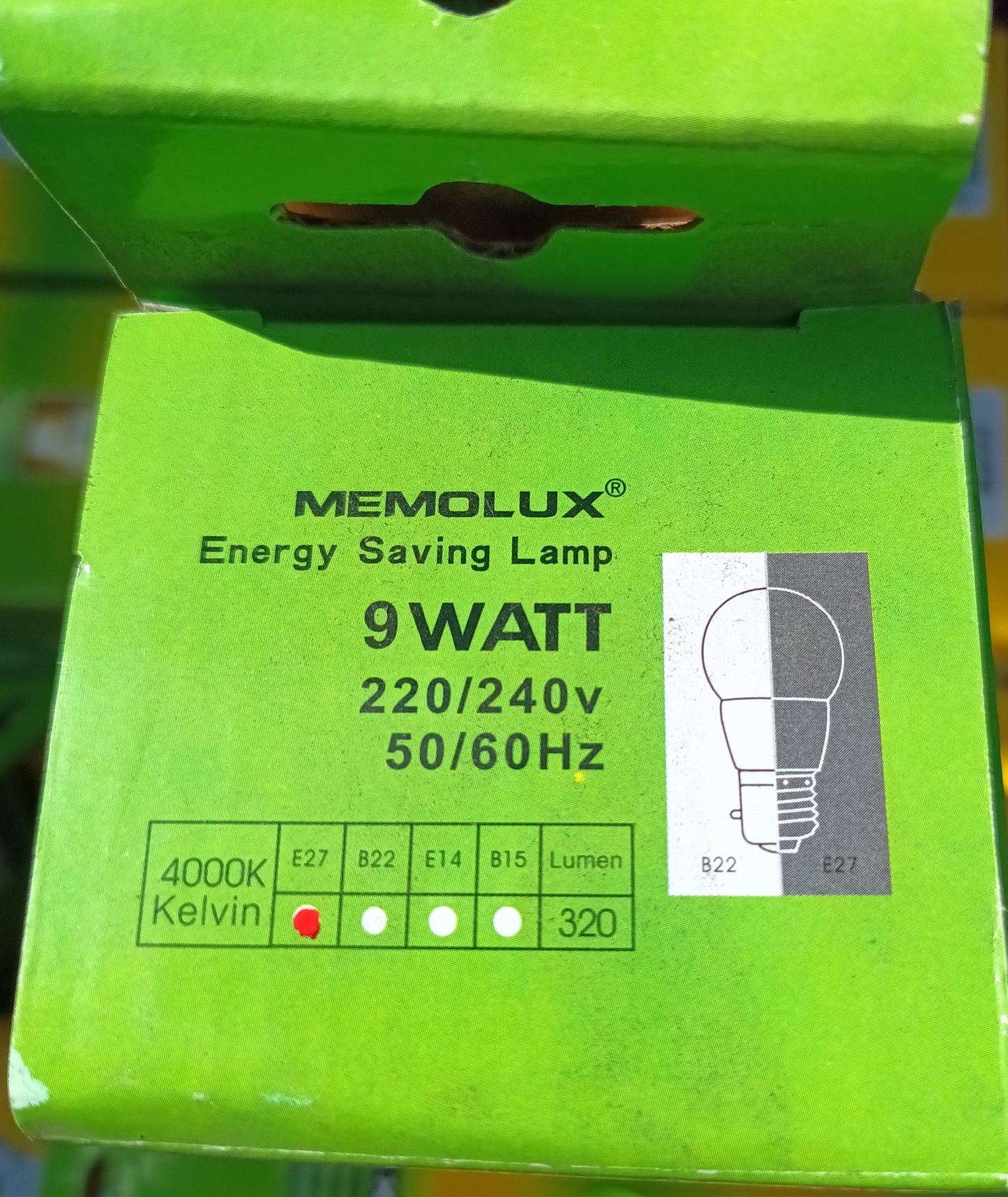 9 Watt Energy Saving Lamp ES /E27 cap Cool White / 4,000k by Memolux