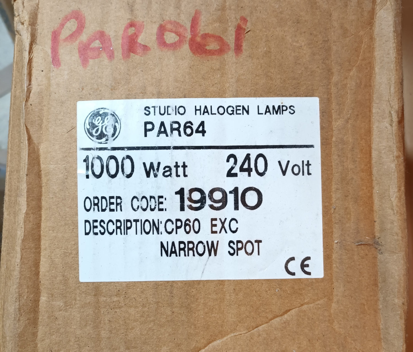 Par64 1000W 240V Studio Halogen Lamp 19910 Narrow Spot CP60 EXC by GE