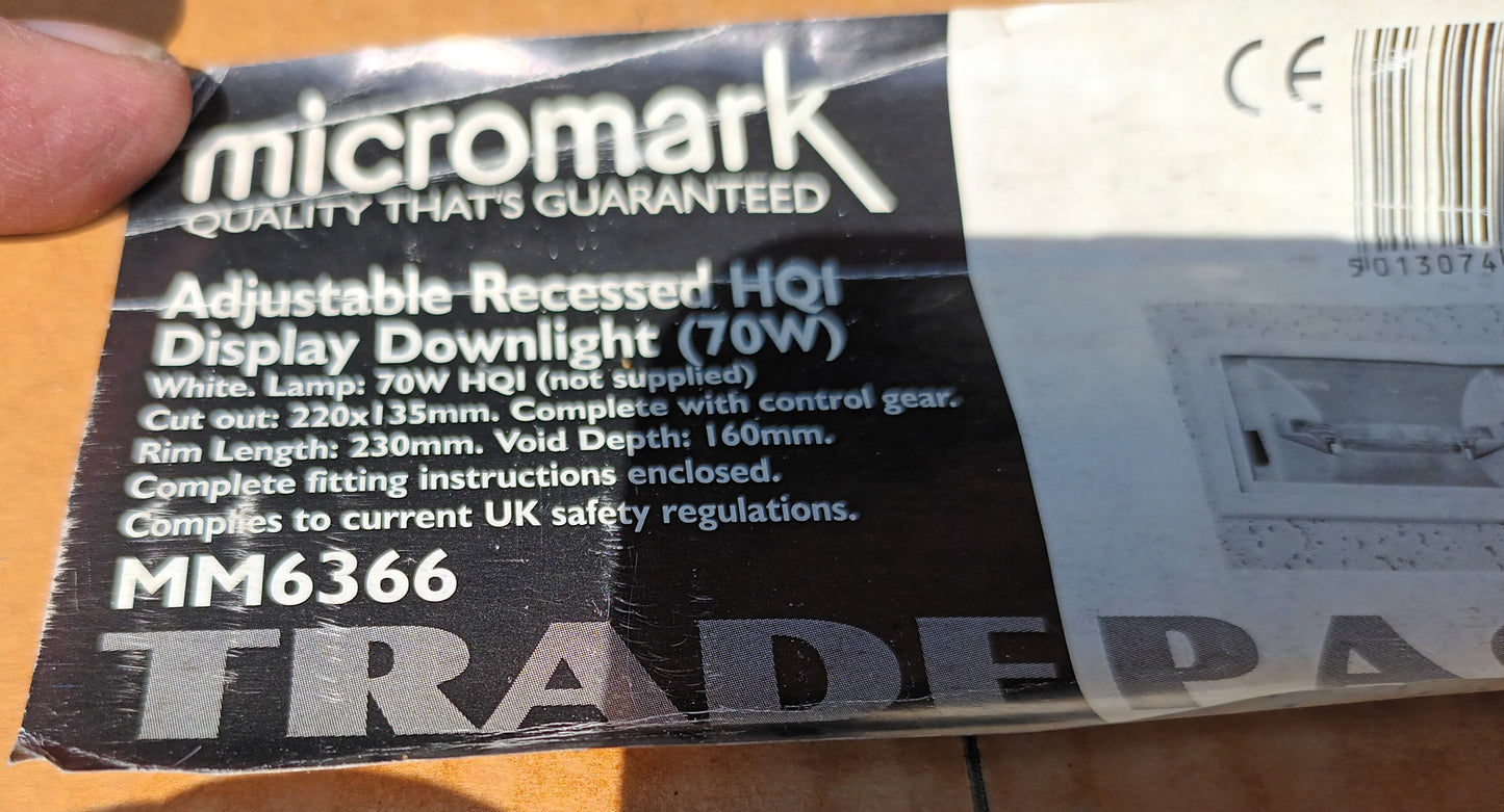 70W HQI Adjustable Recessed Shop Display Downlight MM6366 by Micromark