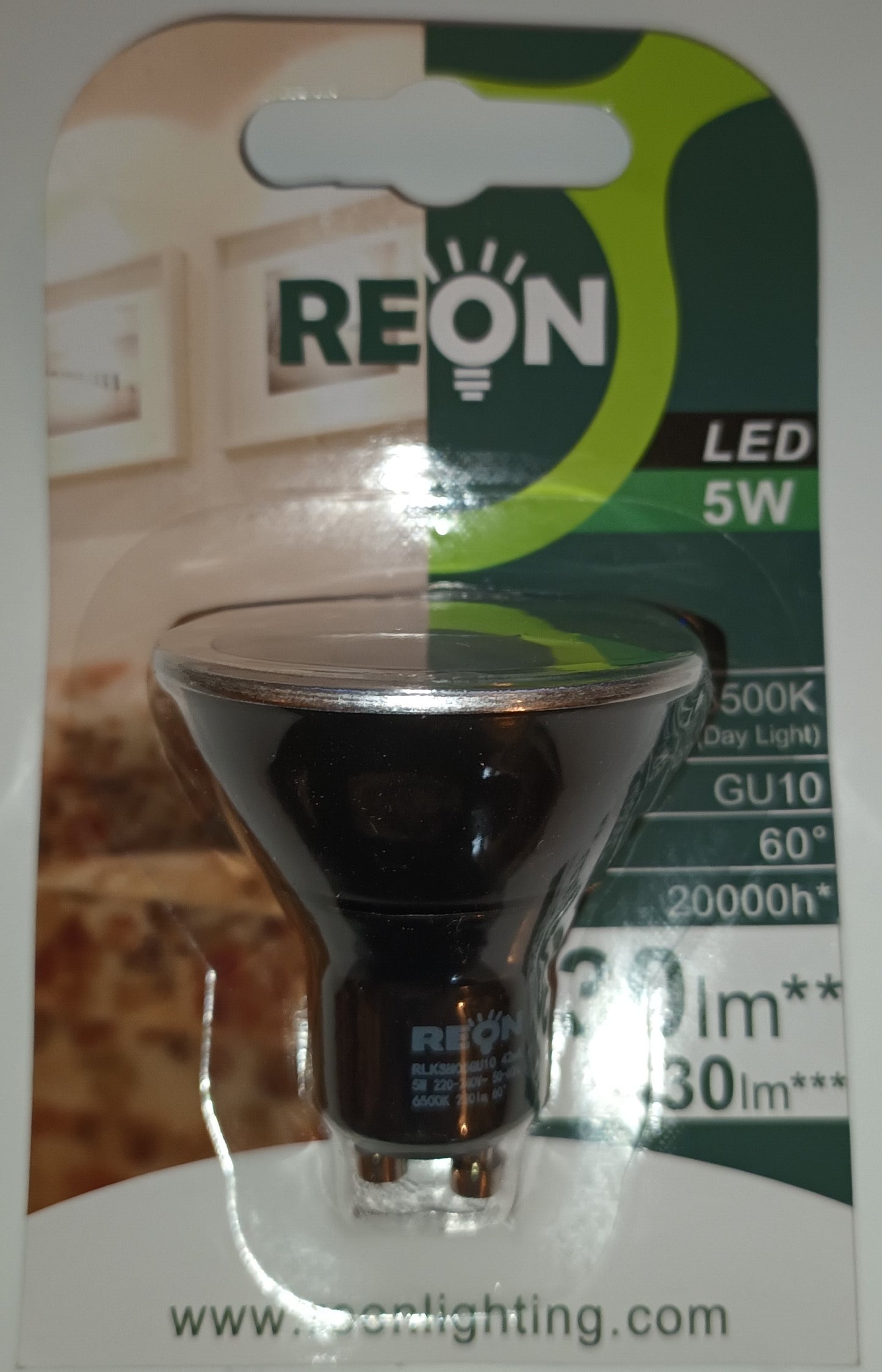 Gu10 LED 5Watt Daylight / 6500k. 60 degree By Reon from £1.85