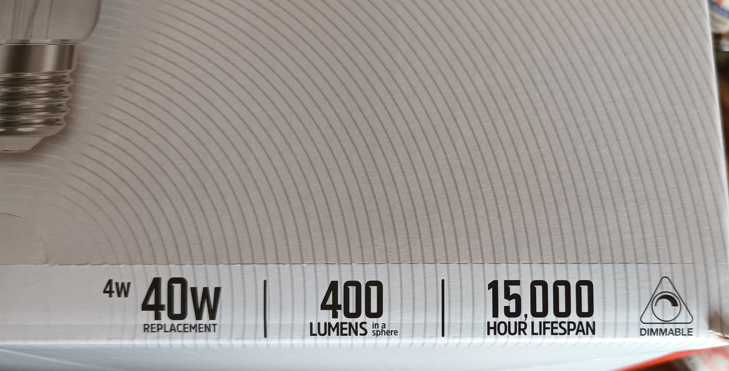 ST64 LED 4W Cool White / 4000K ES / E27 / Dimmable Twin pack