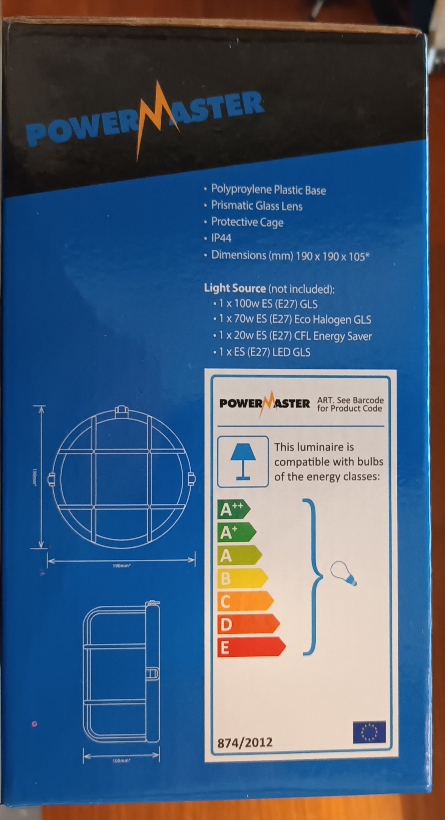 PowerMaster 60W Outdoor Round Bulkhead - Black