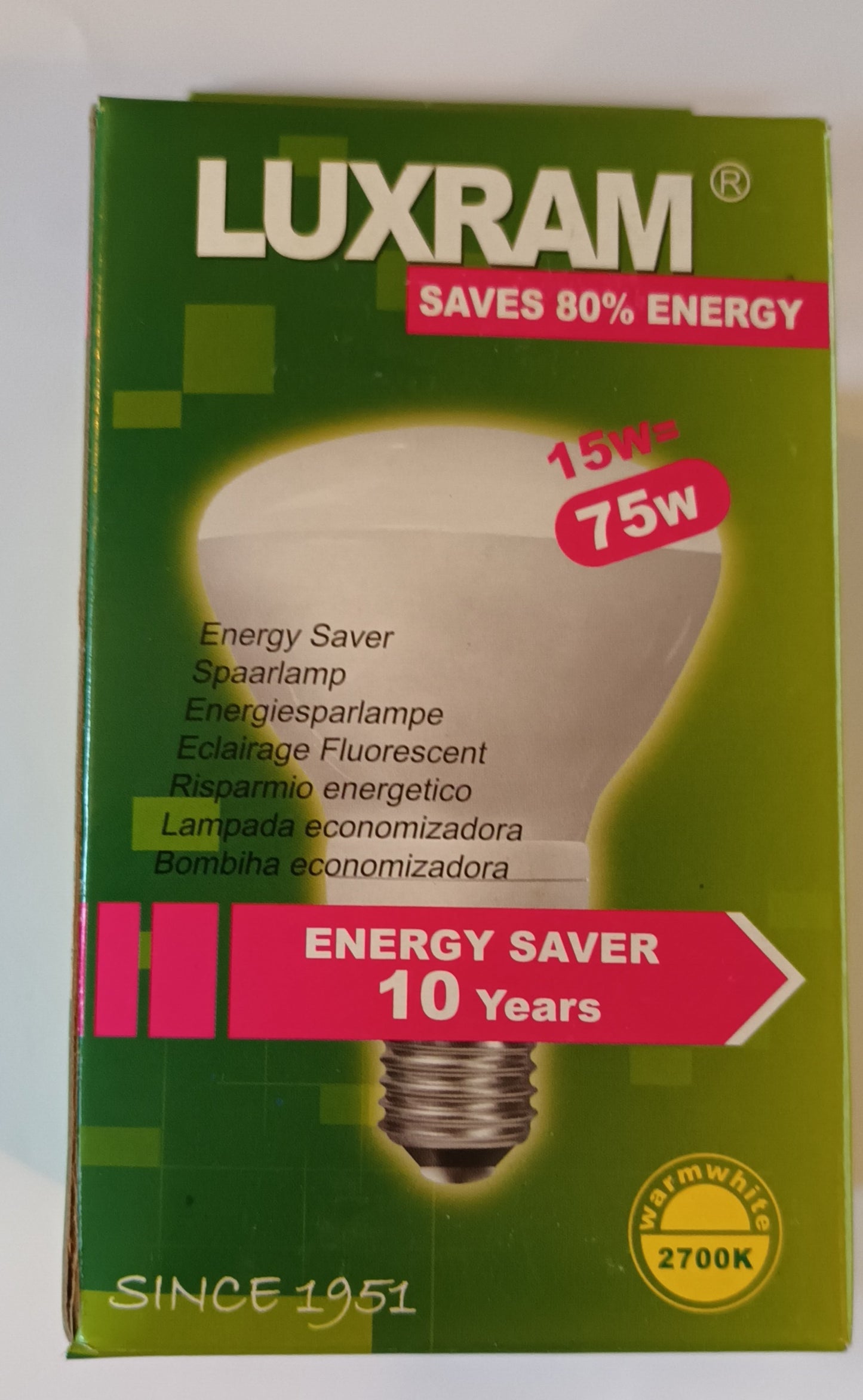 R80 ENERGY SAVER 15W WARM WHITE ES / E27