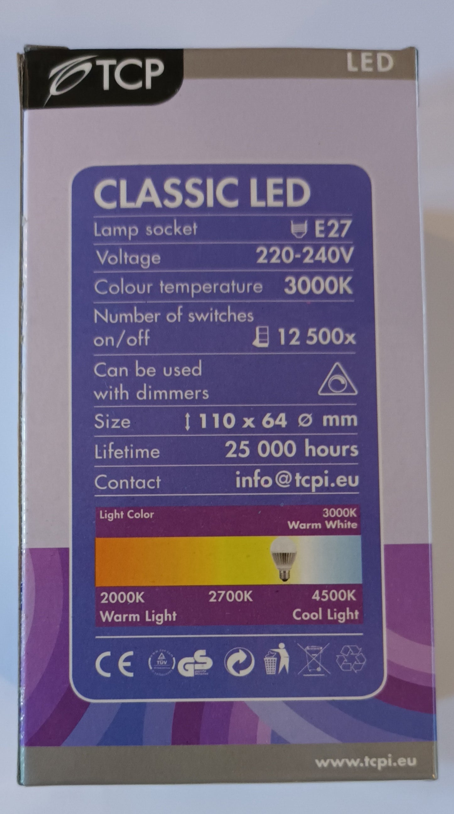 2 x GLS LED 12watt E27 / es dimmable warm white energy saver