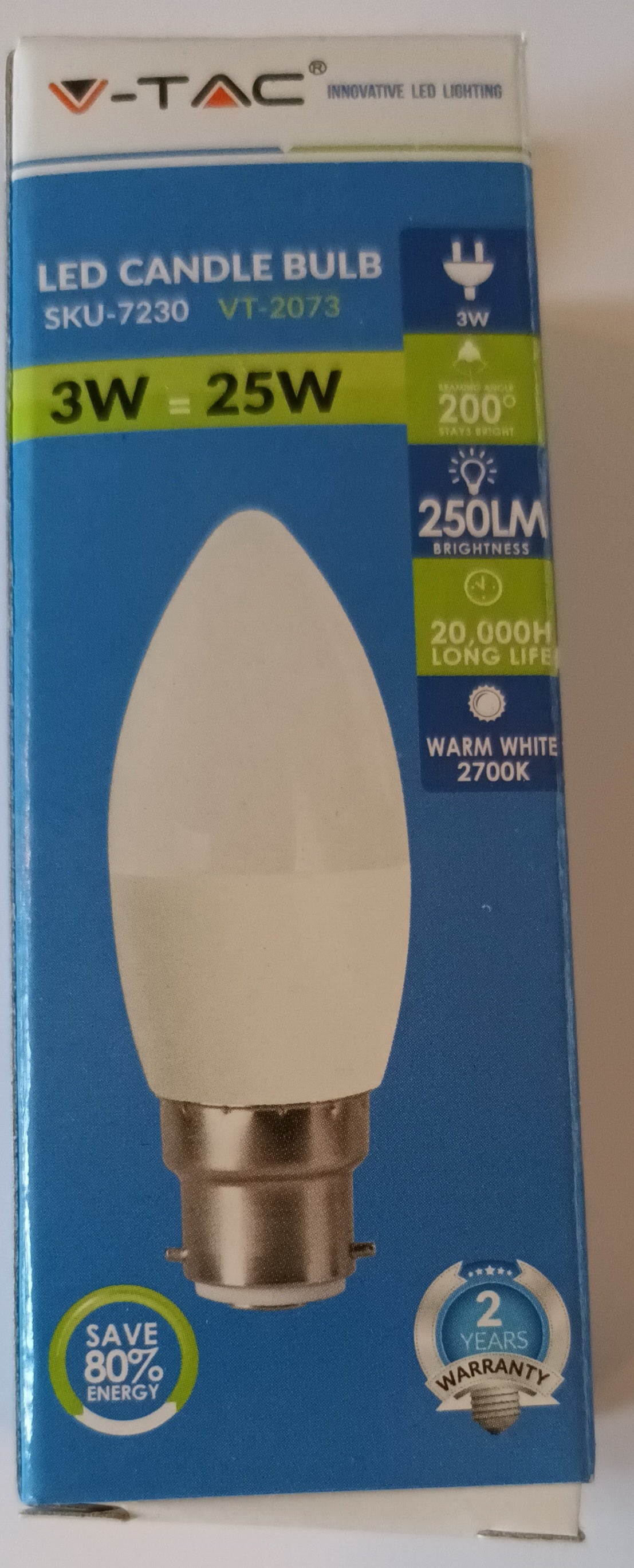 Candle LED 3 WATT BC / B22 warm white opal from £2.20
