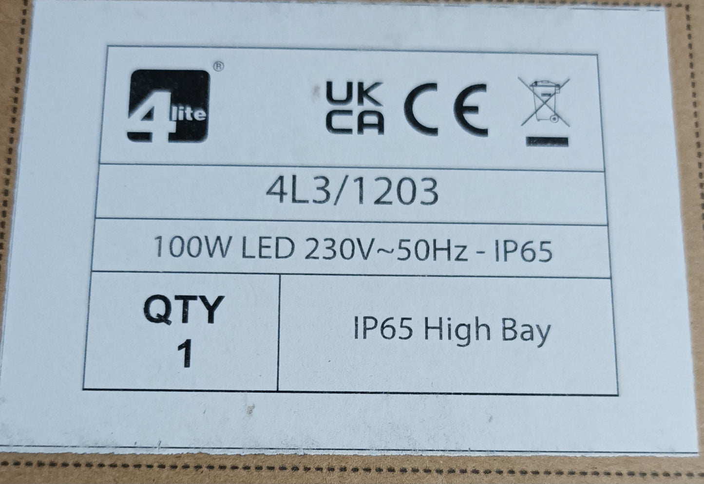HIGH BAY LED 100 Watt = 13,000lm UFO Cool white Sold in pack of 2 or 6