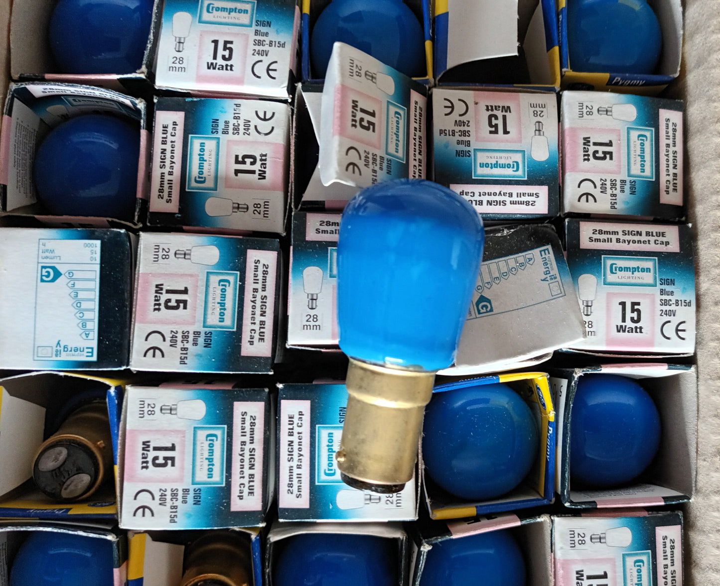 Blue Pygmy 15watts SBC / B15 Small Bayonet Cap pack of Ten