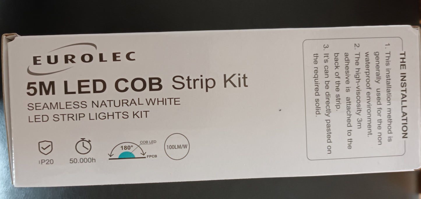 LED 5M COB Seamless Dimmable strip kit Cool white