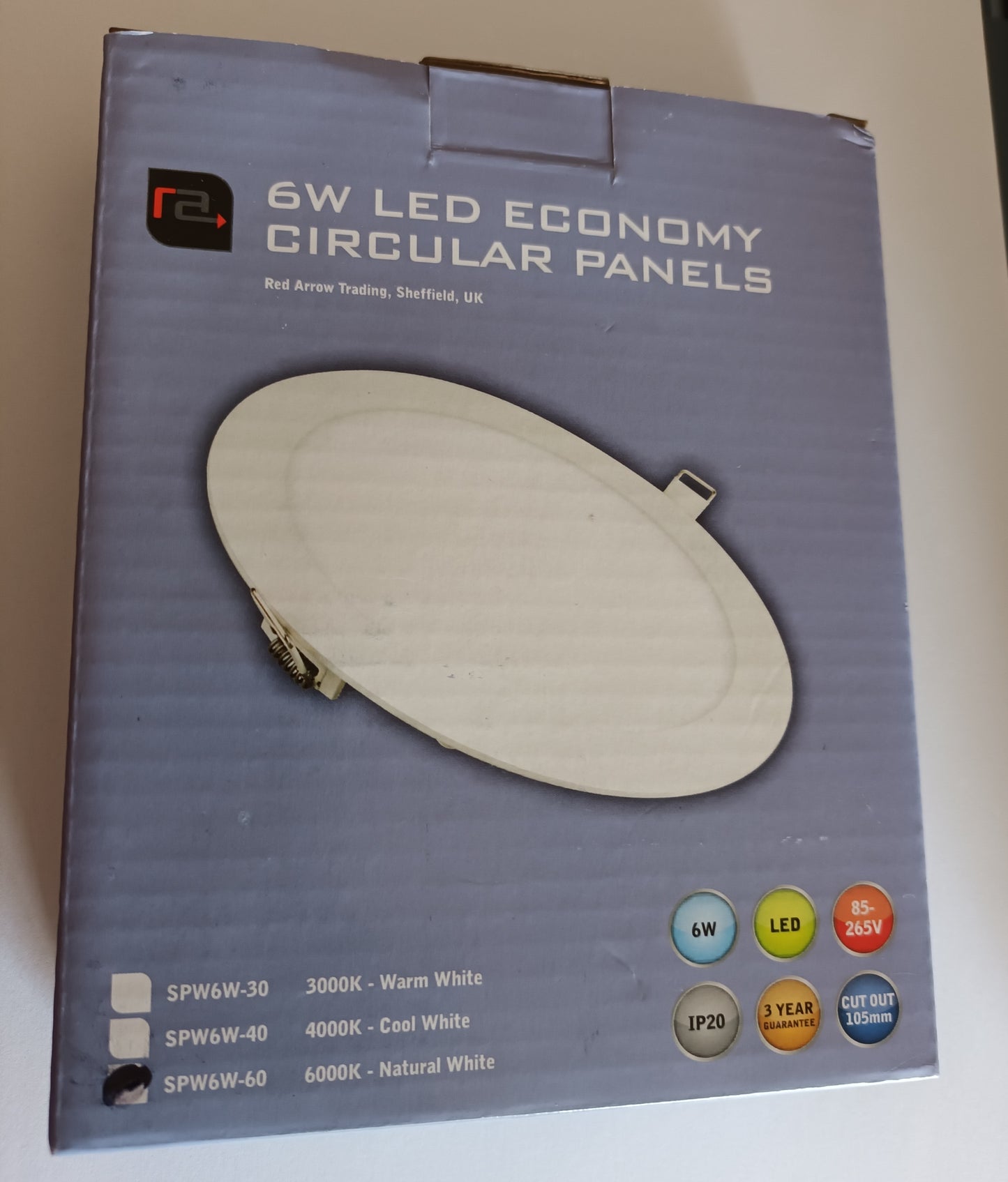 Circular LED Panel Daylight 105mm cut out 6W 120 mm Diameter White Trim