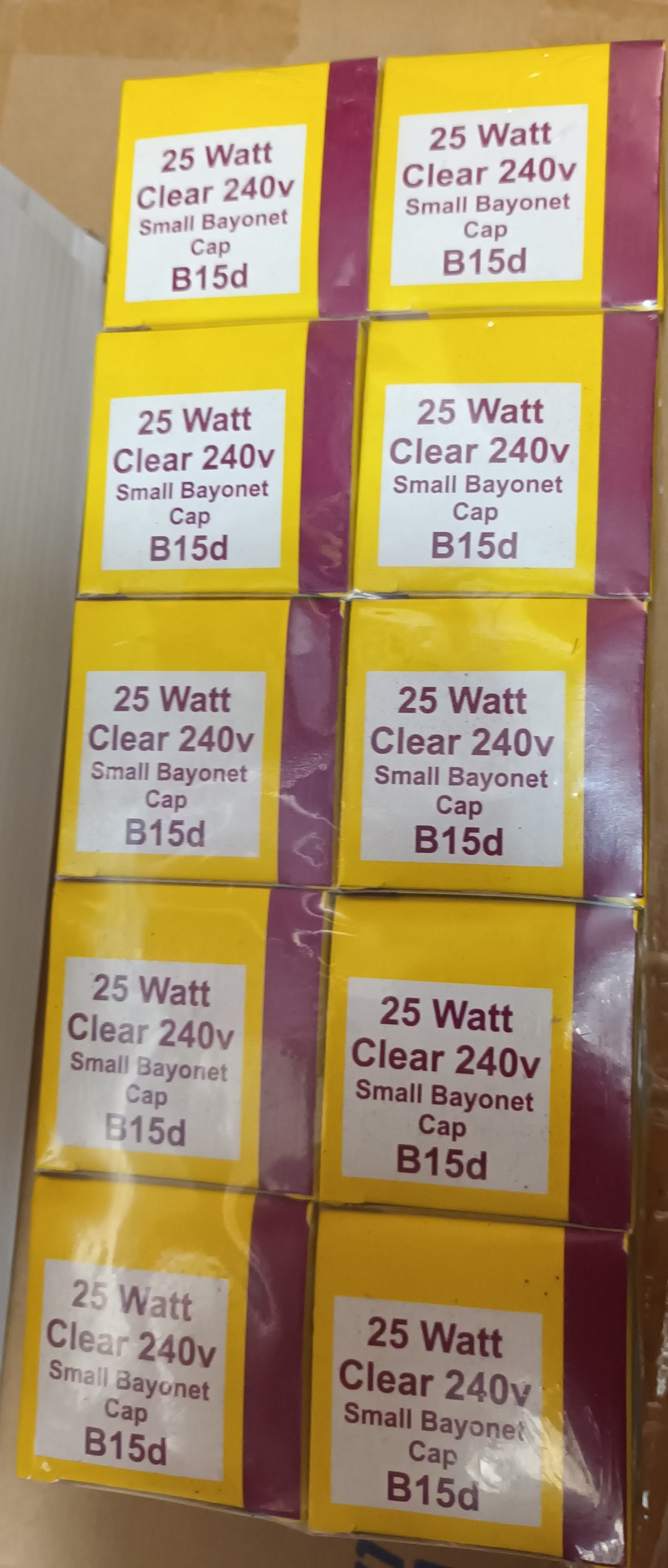 25Watt b15 / sbc Golfball 45mm round clear ten pack for £12