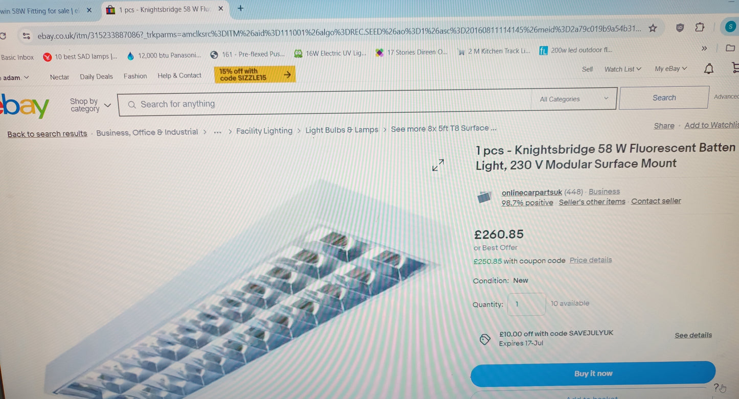 5FT Twin Fitting requires 2 X 58Watt fluorescent tubes from only £45