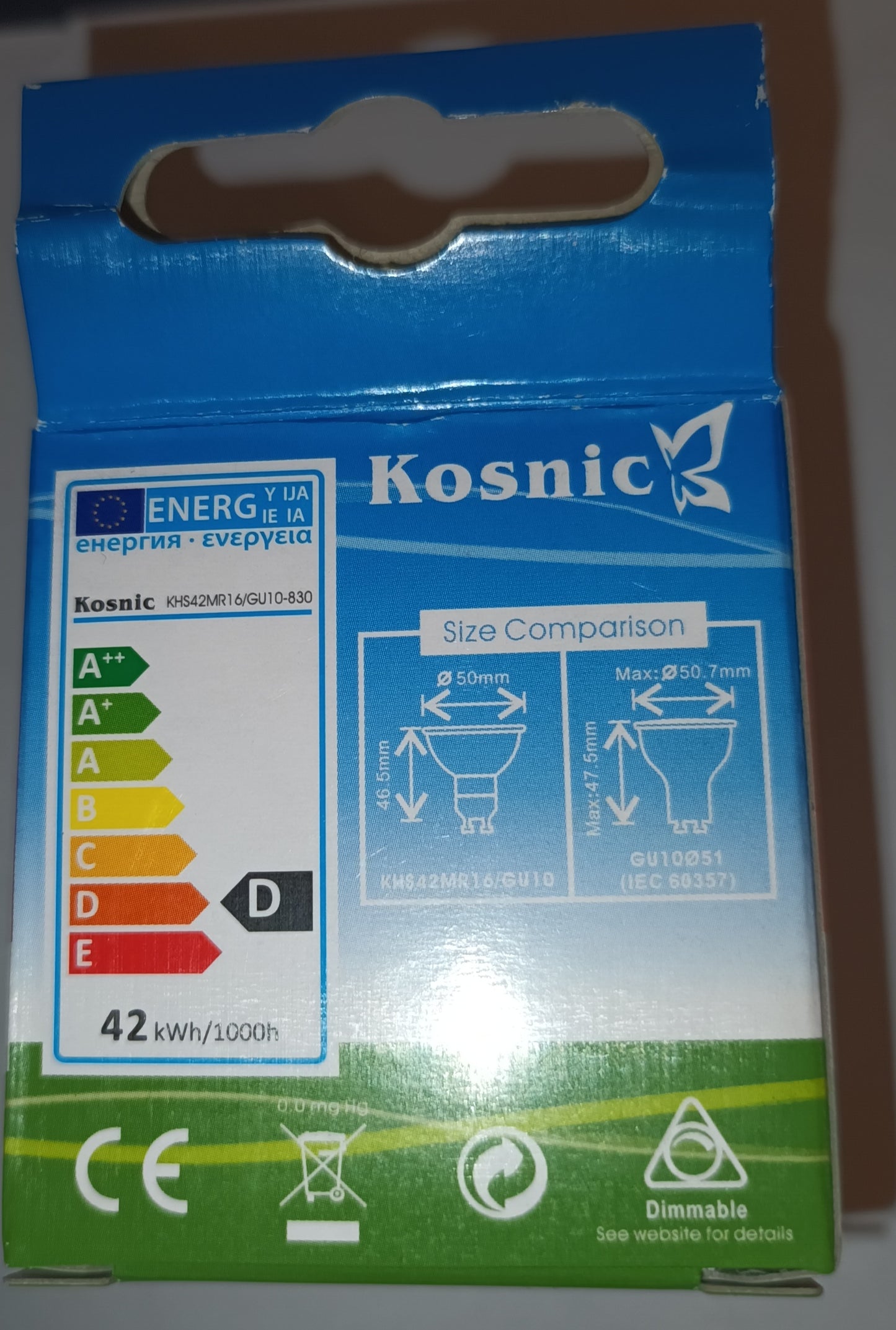 Kosnic GU10 Halogen 42 watt Warm white / 3000k pack of Ten £13