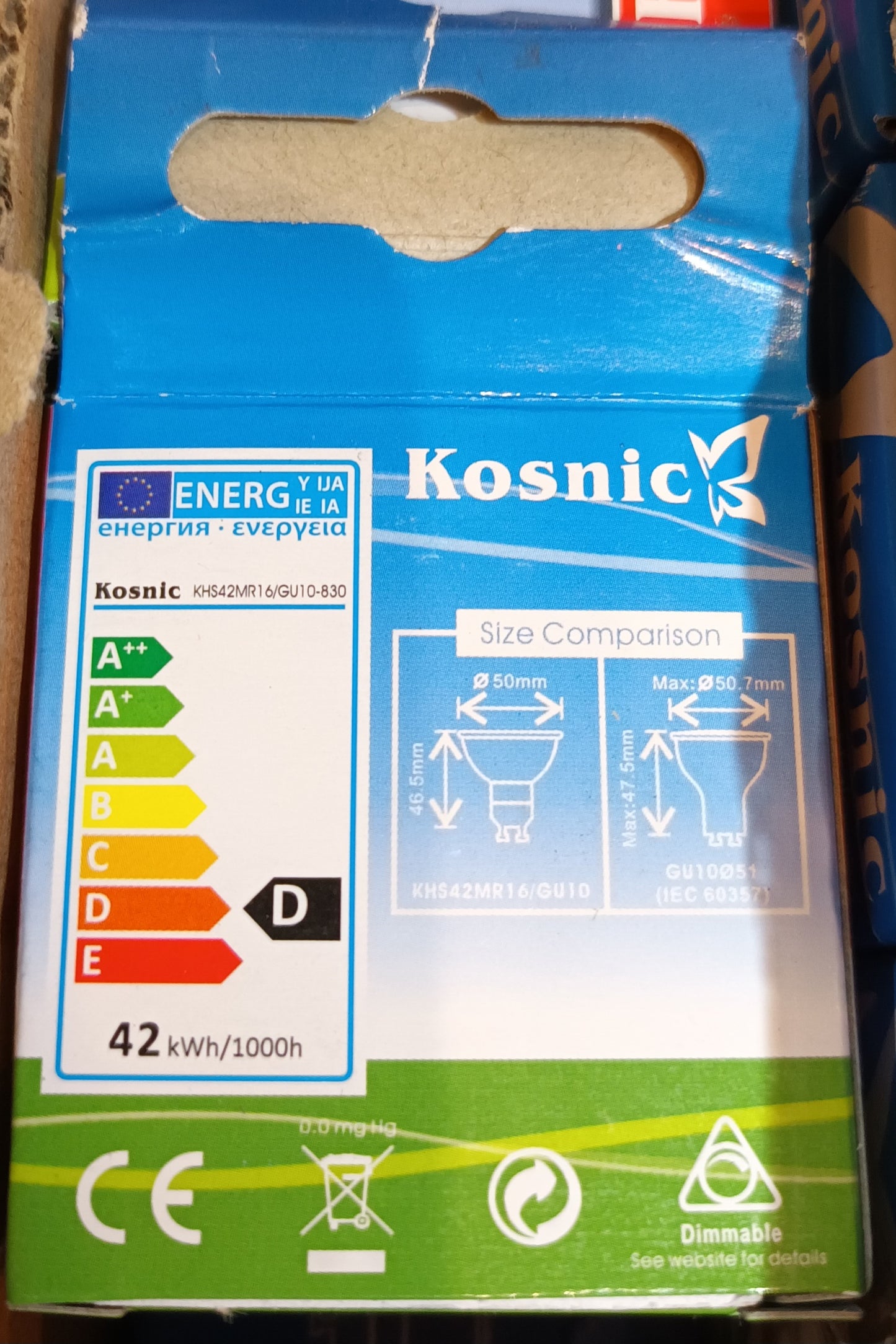 GU10 42watts = 360lm halogen BY Kosnic