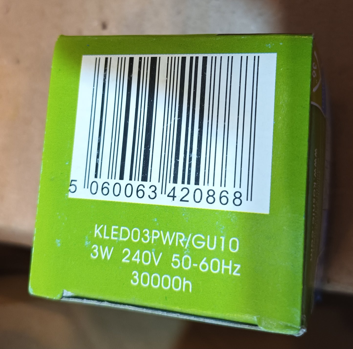 GU10 Led 3watt = 20w Cool White / 4000k Long life 30,000h by Kosnic