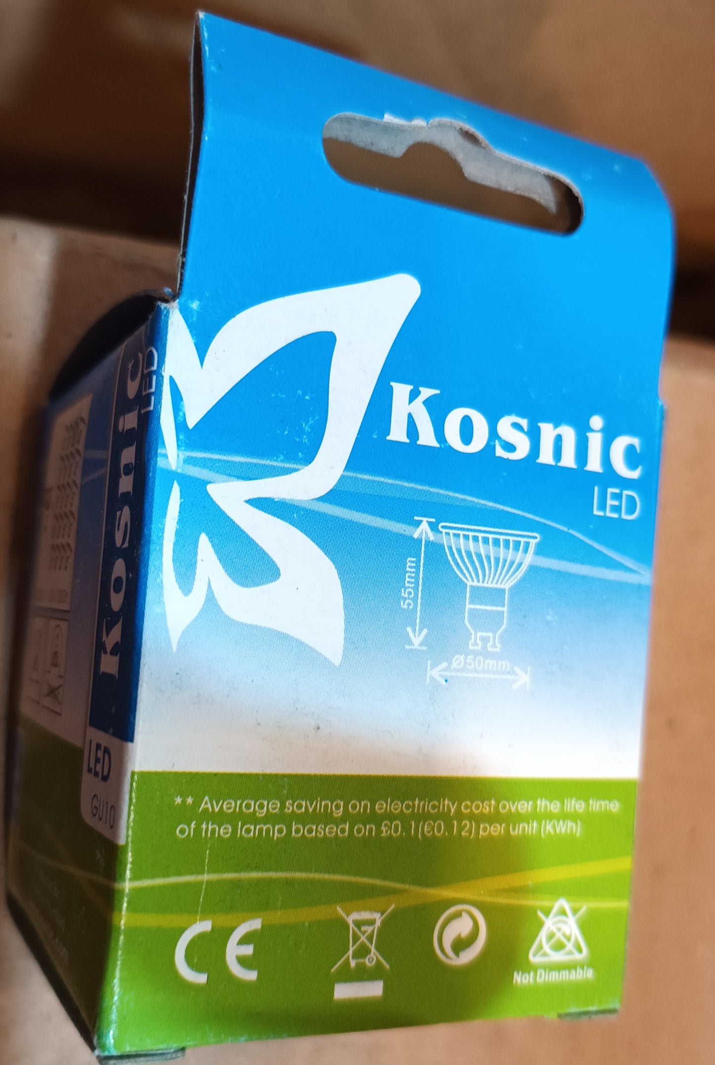 GU10 Led 3watt = 20w Cool White / 4000k Long life 30,000h by Kosnic