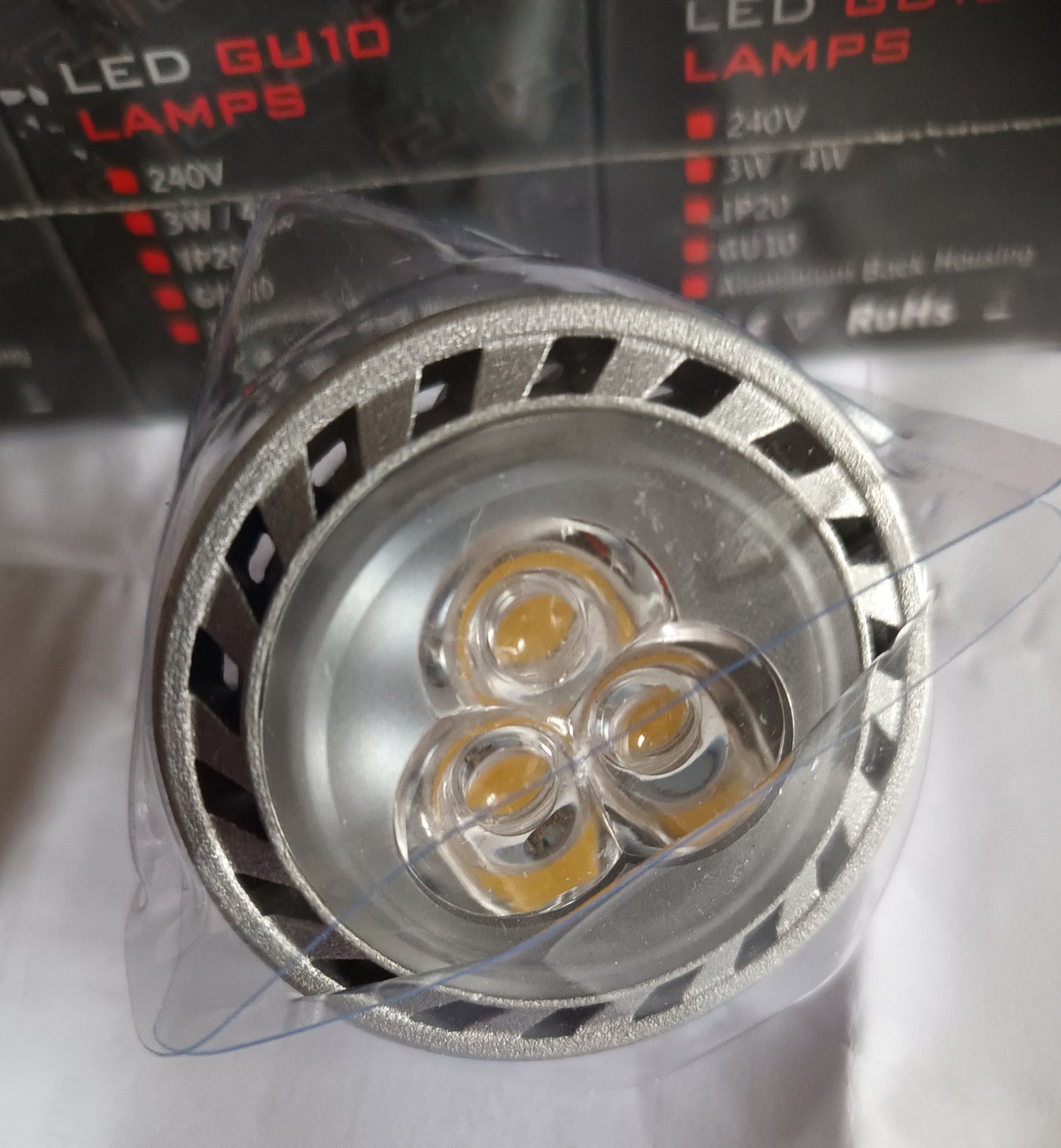 GU10 3 Watt warm white by Red arrow Ten Pack