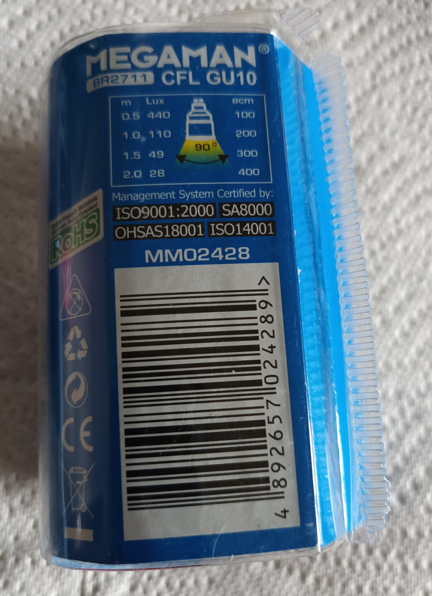 2 x BR2711 cfl GU10 11 Watts Cool white /4k by Megaman