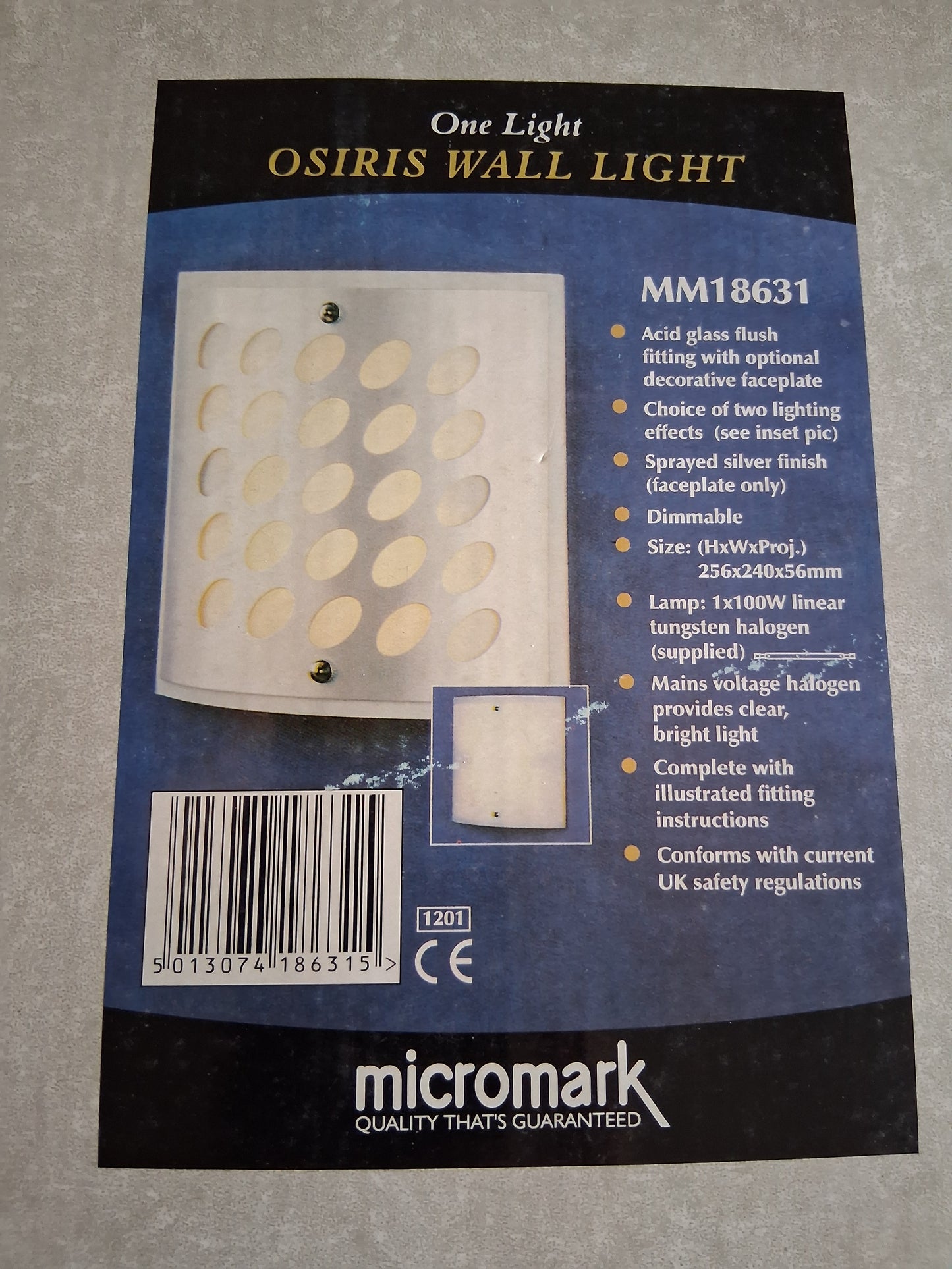 Osiris wall light by micromark MM18631 Dimmable inc bulb.