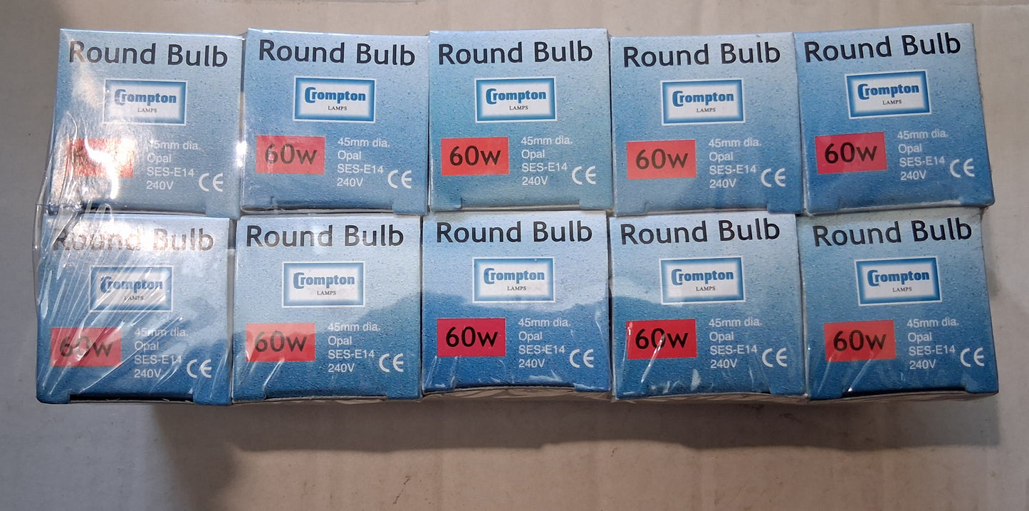 45mm round golfball 60 watts ses / E14 opal by crompton lamps