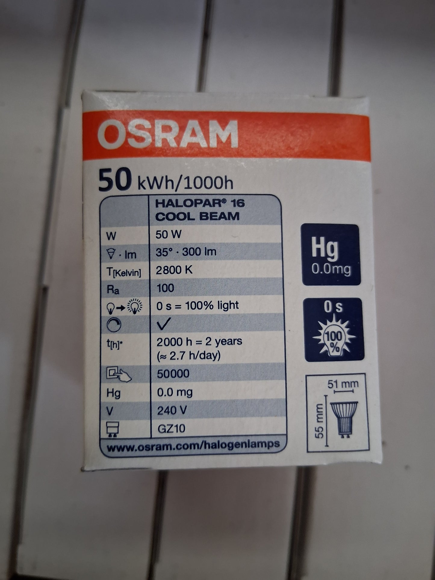 GZ10 240 VOLT 50 watt Flood halopar 16 cool beam by osram code 64826 fl.
