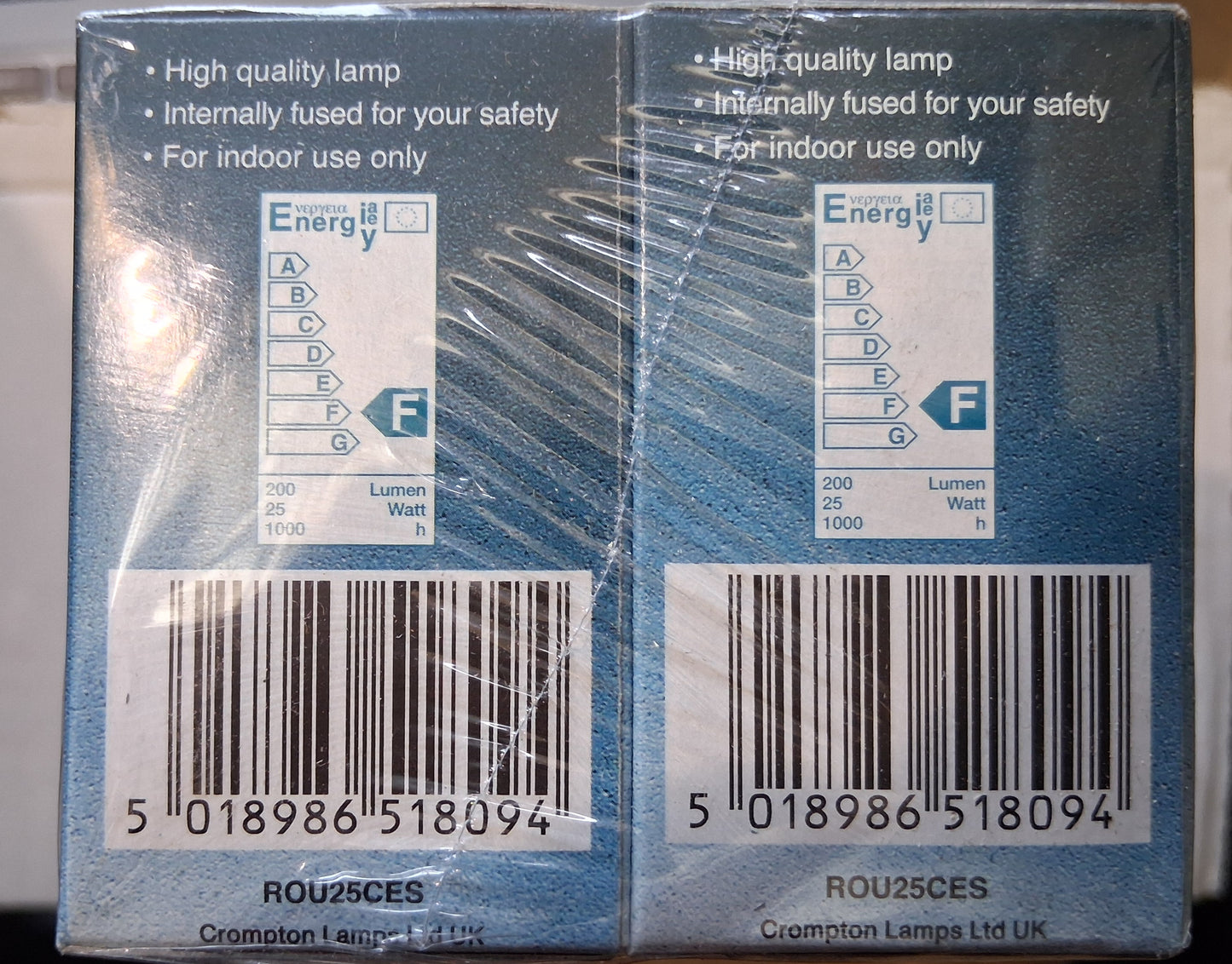 ten pack 45mm round golfball 25 watt clear ES / E27 by crompton