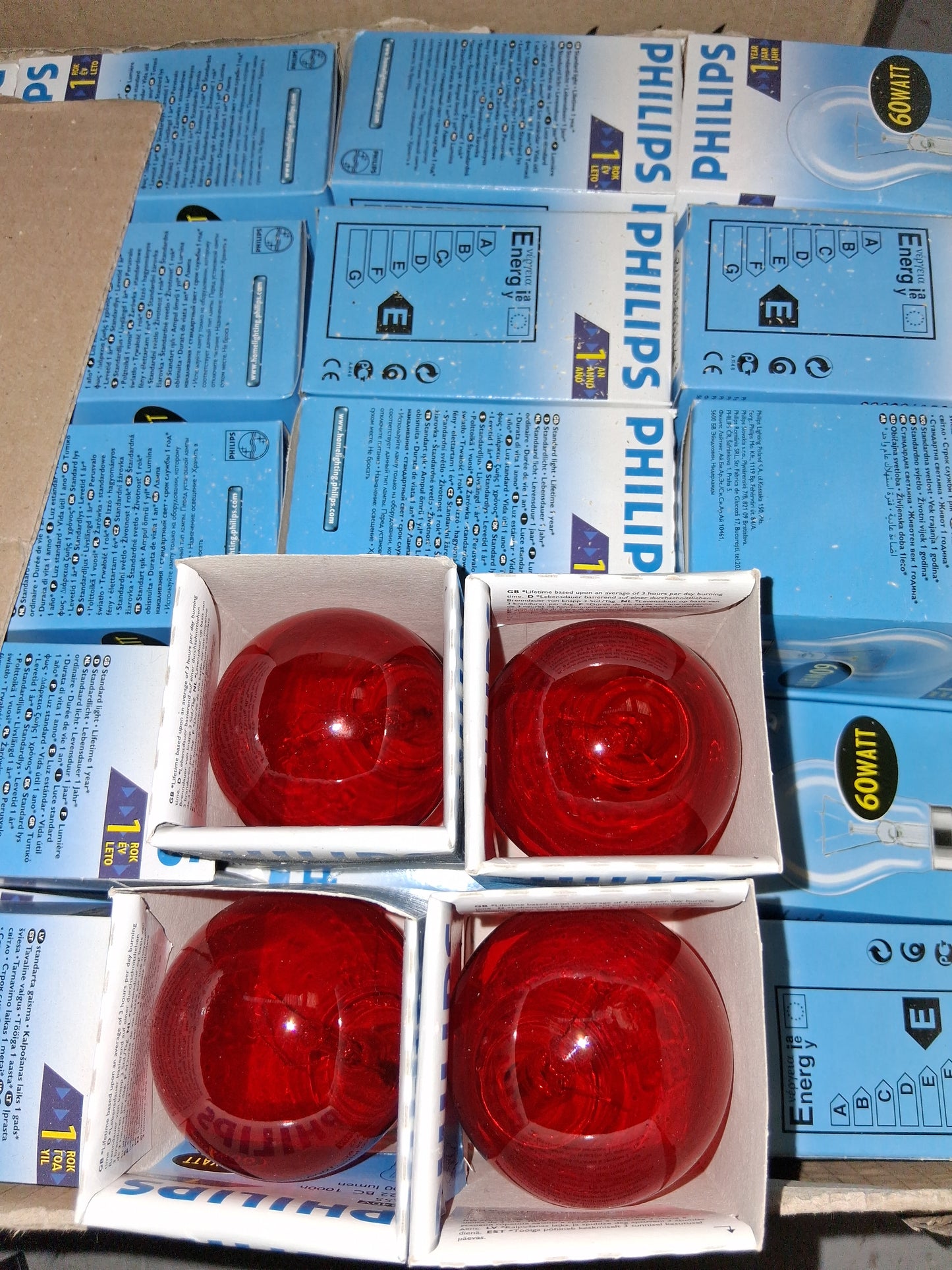 Fireglow 60 Watt BC / B22 Bayonet Cap, Red Glow GLS Incandescent Lamps by Philips