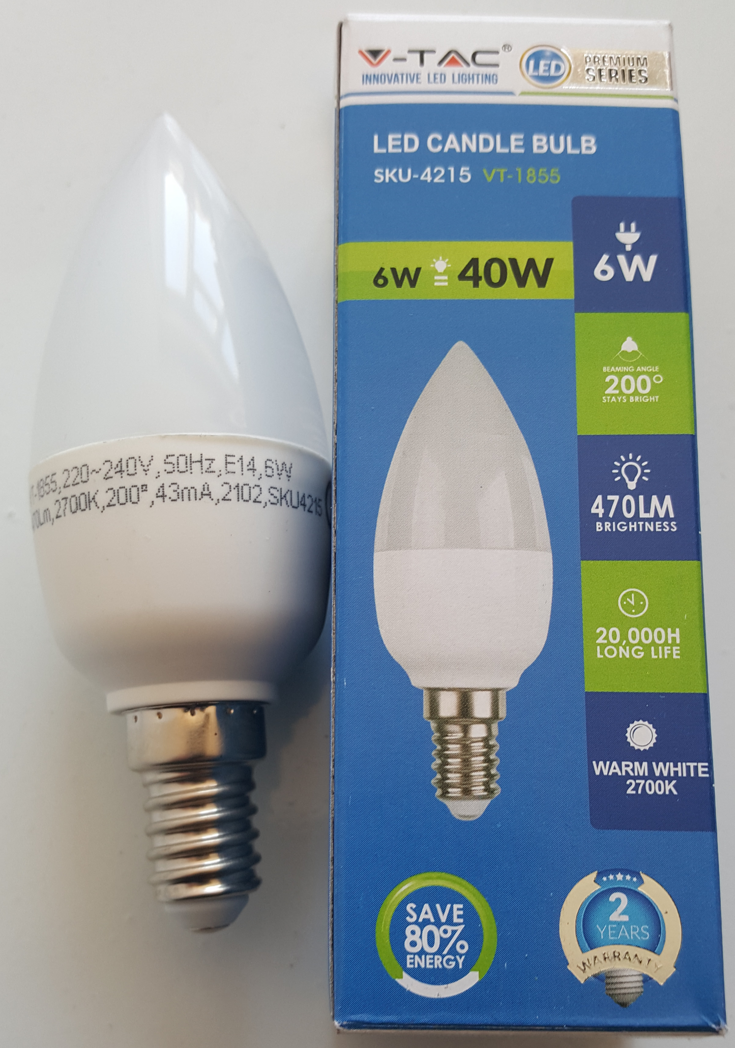 LED Candle 6W E14 Warm White - Beachcomber Lighting