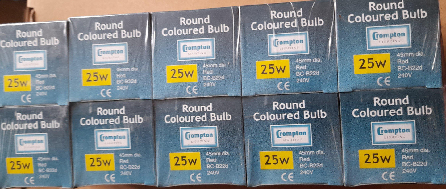 TEN X GOLFBALL RED 25WS BC / B22 BY CROMPTON - Beachcomber Lighting