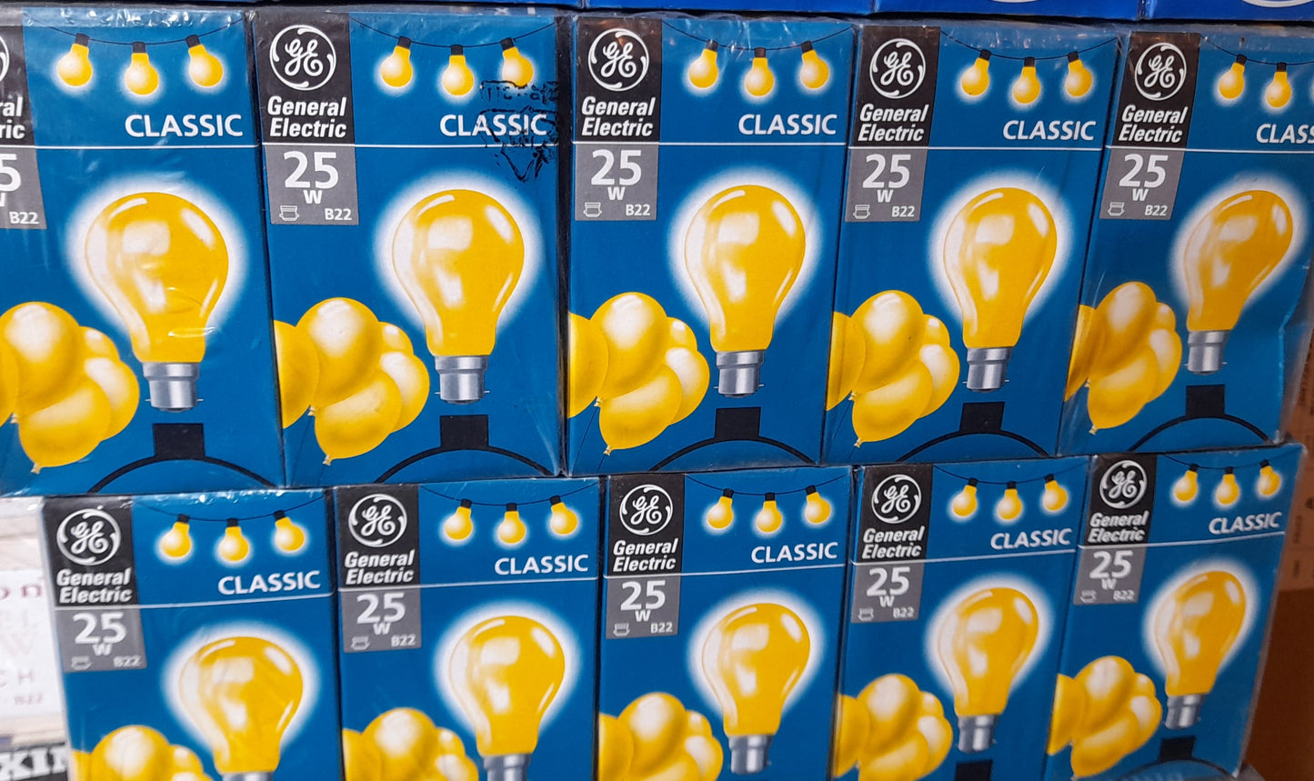 Yellow 25W GLS BC / B22 240V Pack Of Ten