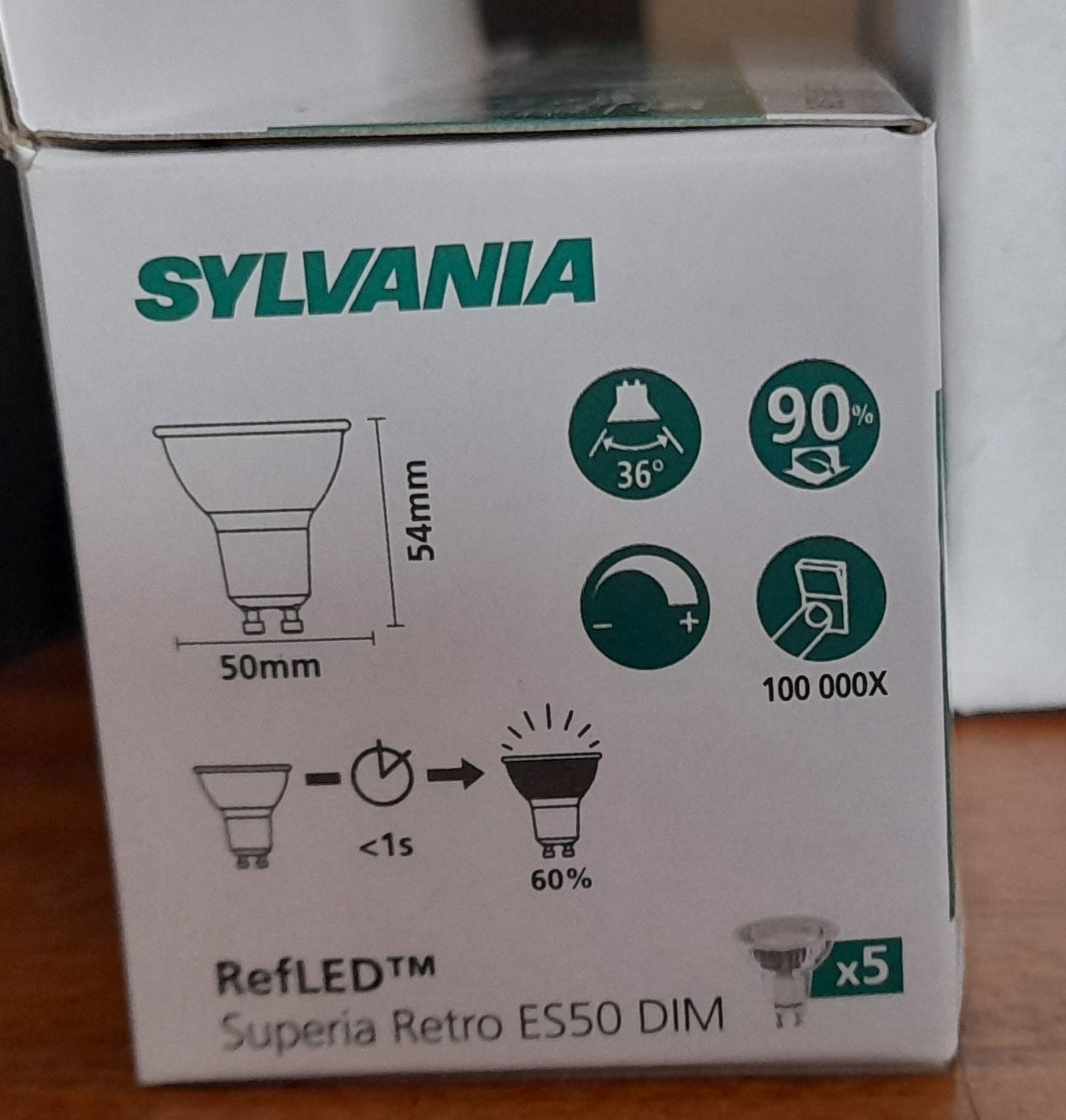 Sylvania Gu10 LED 4.5Watts Dimmable Cool White 5 Pack