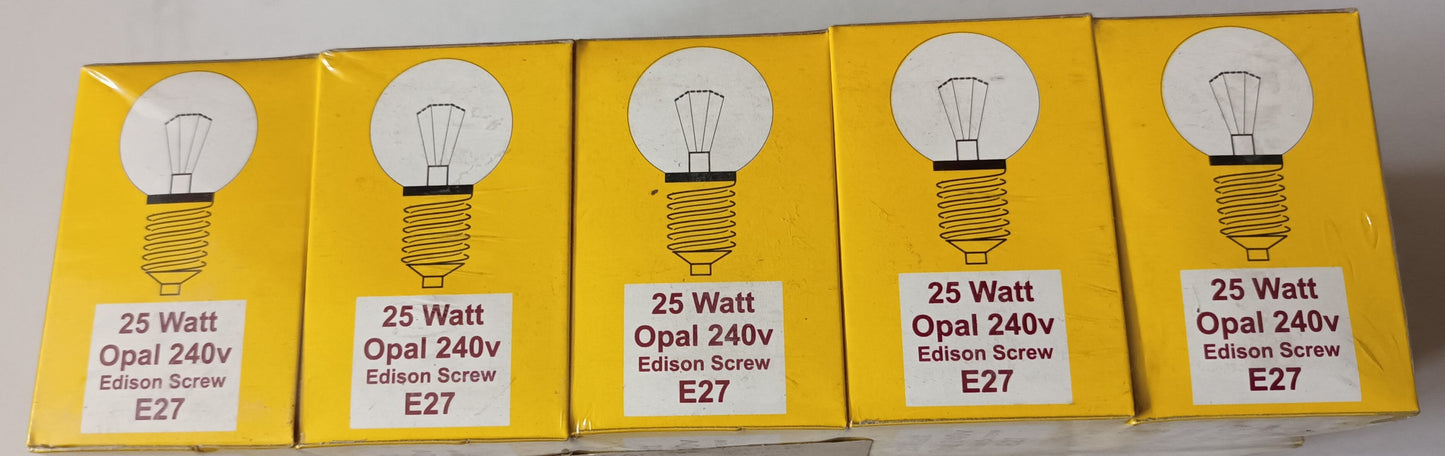 10 x Golfball 45 mm Round 25Watt Opal ES / E27 only £10