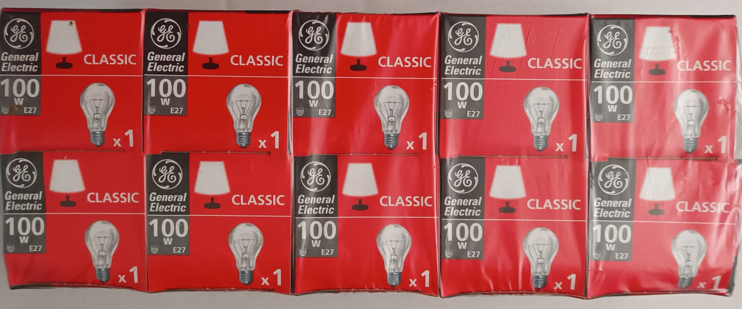 GE 100W Clear Household Bulbs E27 / ES Cap Ten for £12