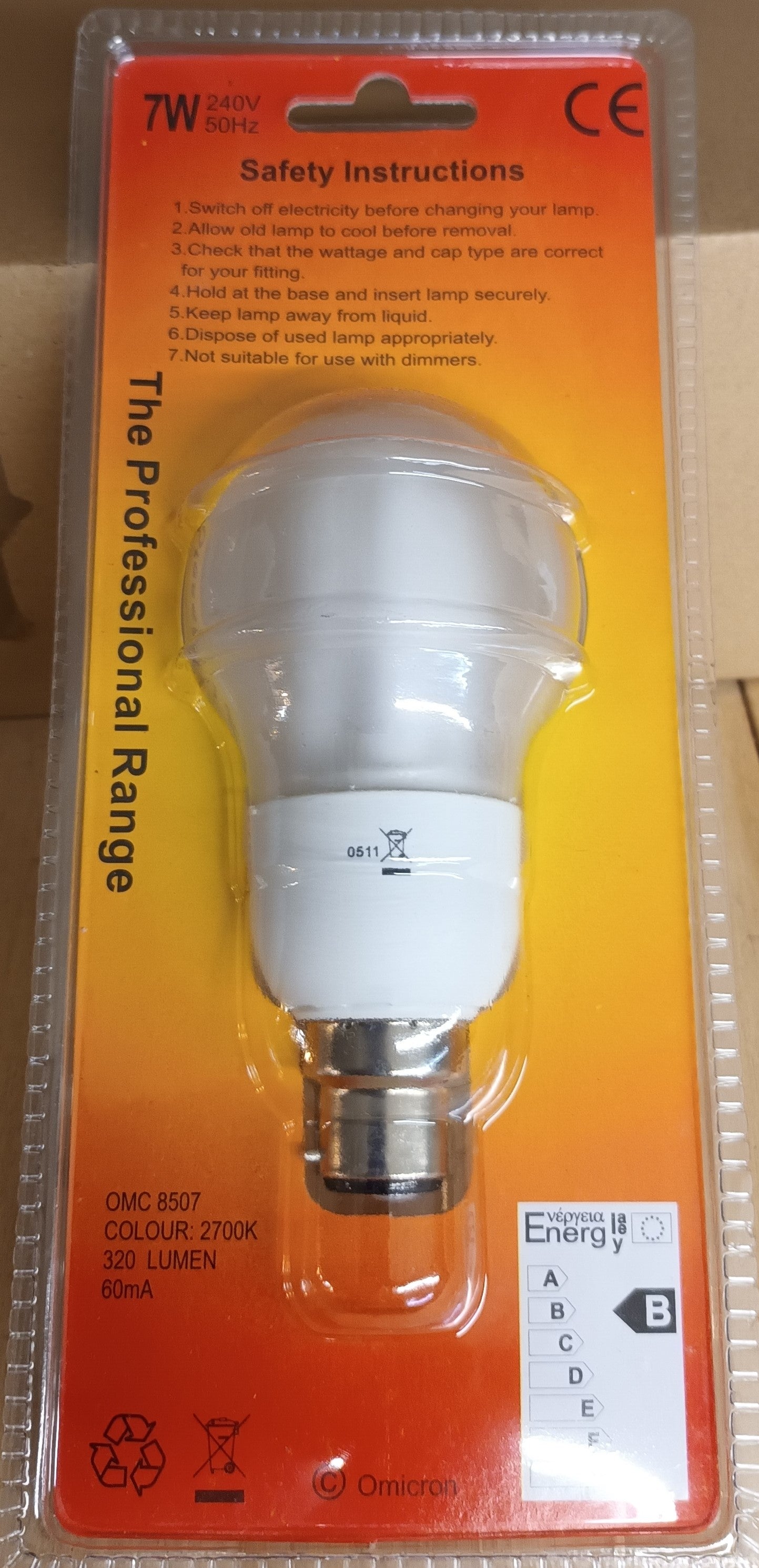 GLS 7 W BC CFL Warm White