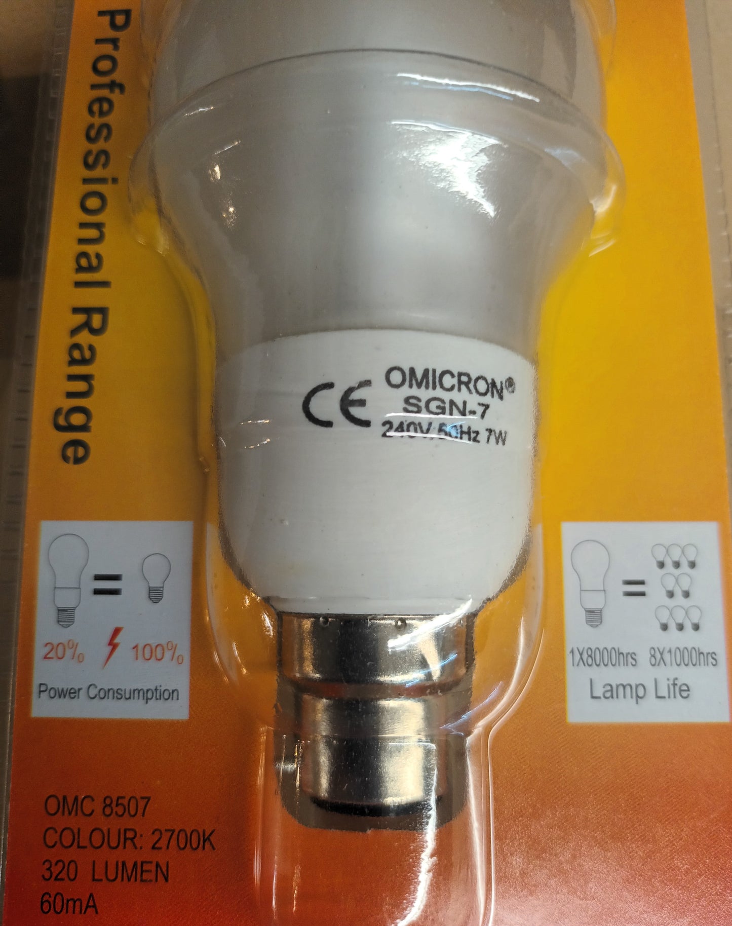 GLS 7 W BC CFL Warm White