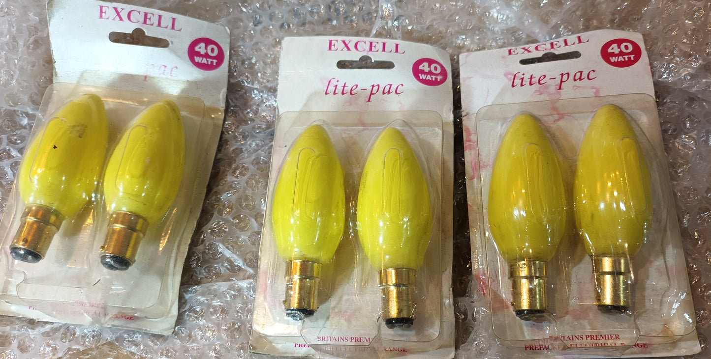 Candle 40W SBC / B15 Small bayonet bulbs Yellow Twin Pack