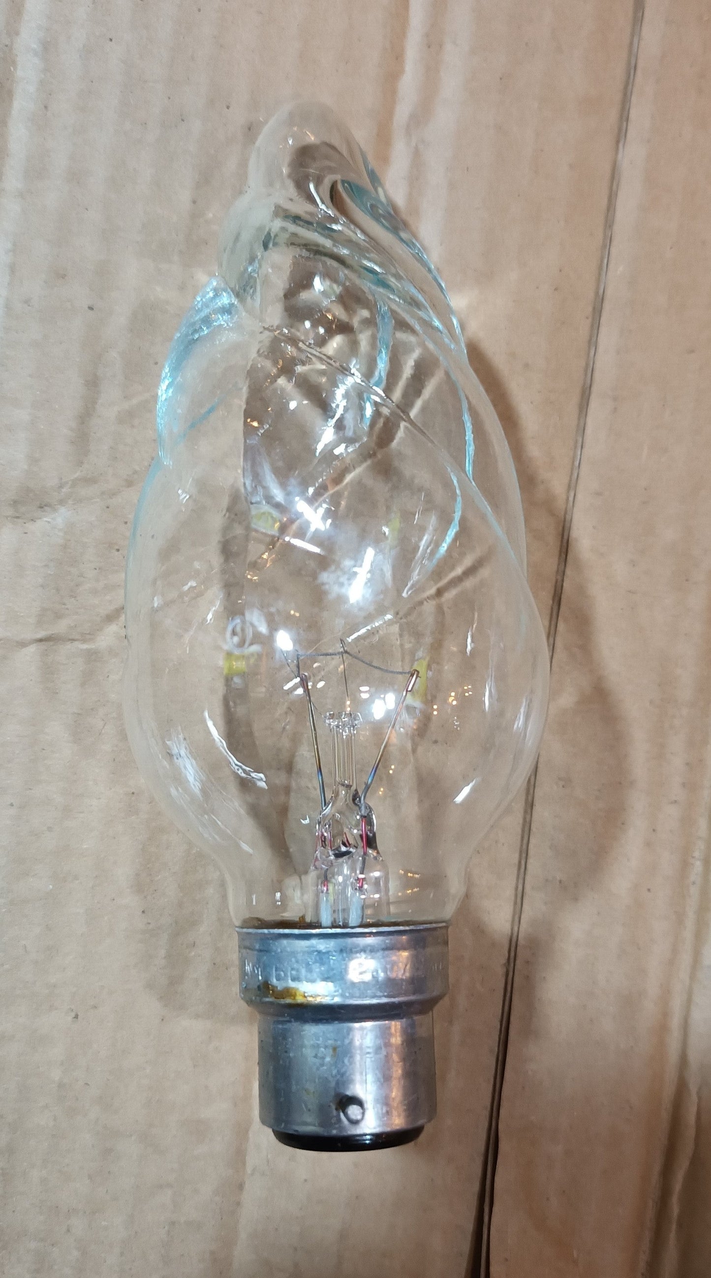 Bell 55mm candles BC /B22 40W clear twisted British made pack of 3