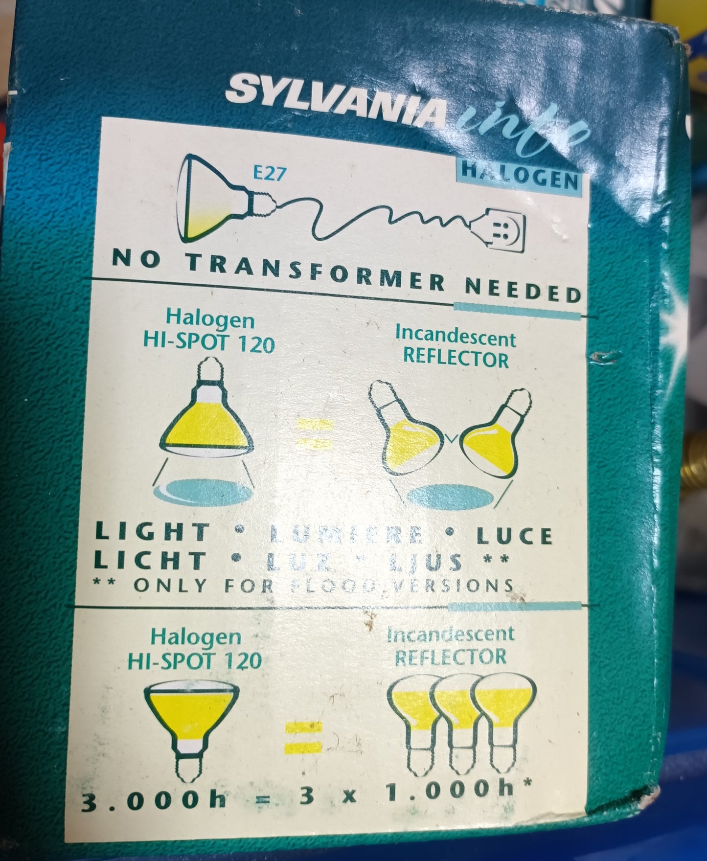 Hi Spot 120 Halogen 100Ws 30</p>° Flood ES / E27 code 21147 PAR38 by Sylvania