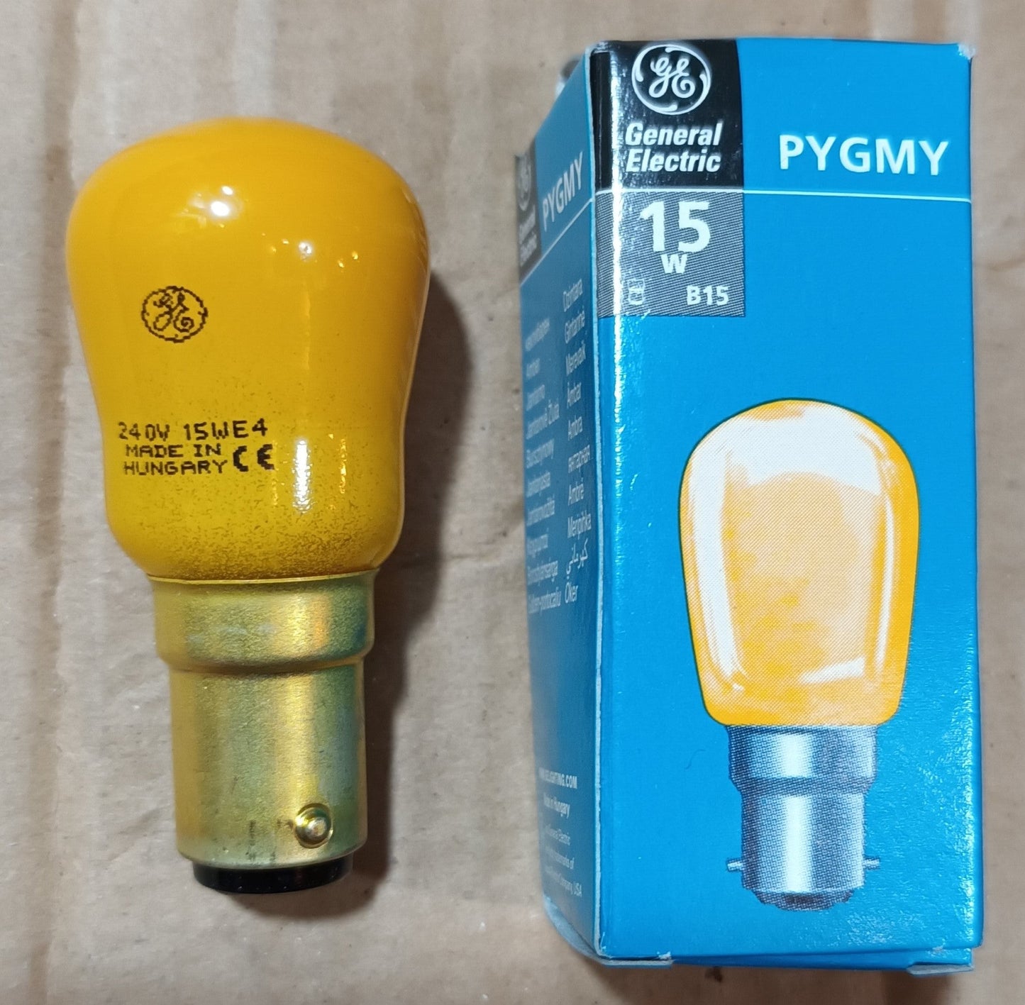Amber Pygmy 15W SBC / B15 Small Bayonet Cap by GE TWIN PACK