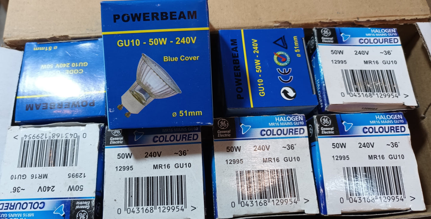 Blue Halogen GU10 Par16 50 Watt 36° by GE from only £3.00