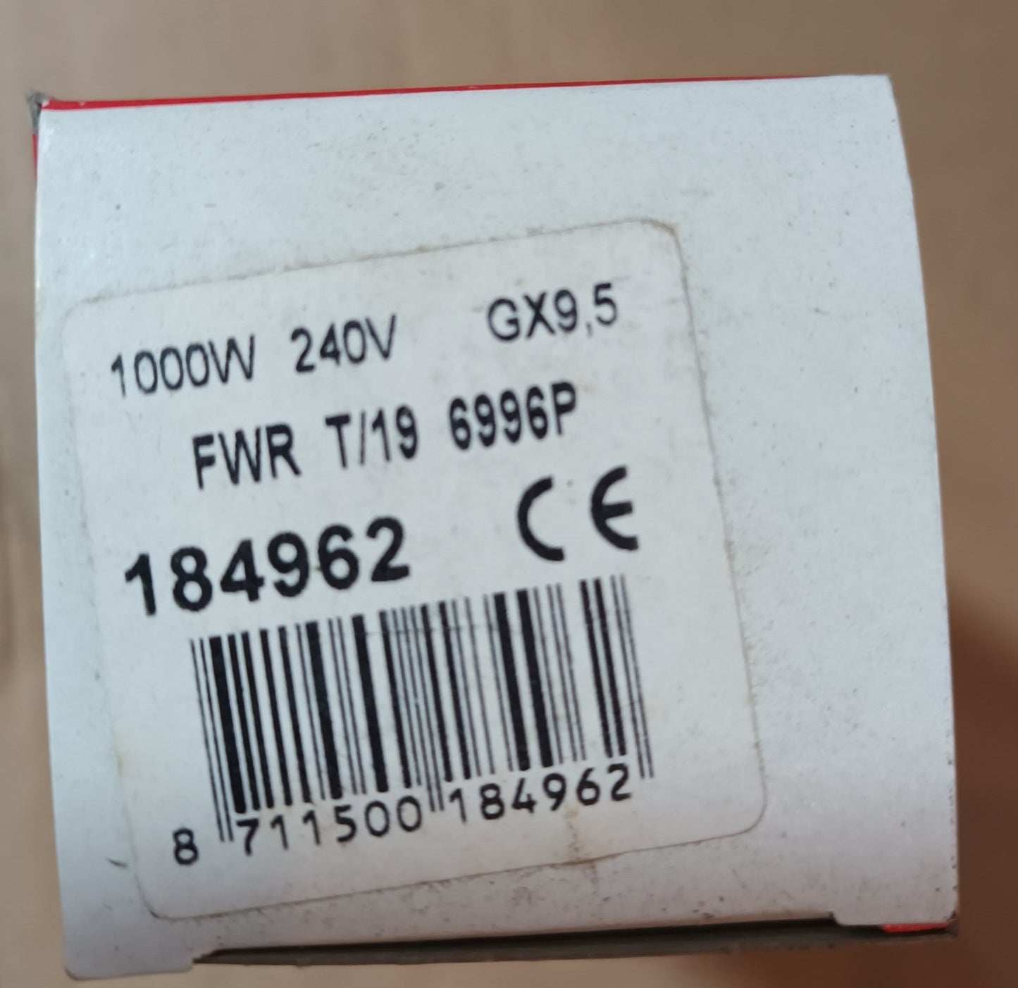 Theatre Lamp by Philips FWR 6996P T19 240Volt 1000Ws GX9.5 Lamp Replacement Light Bulb