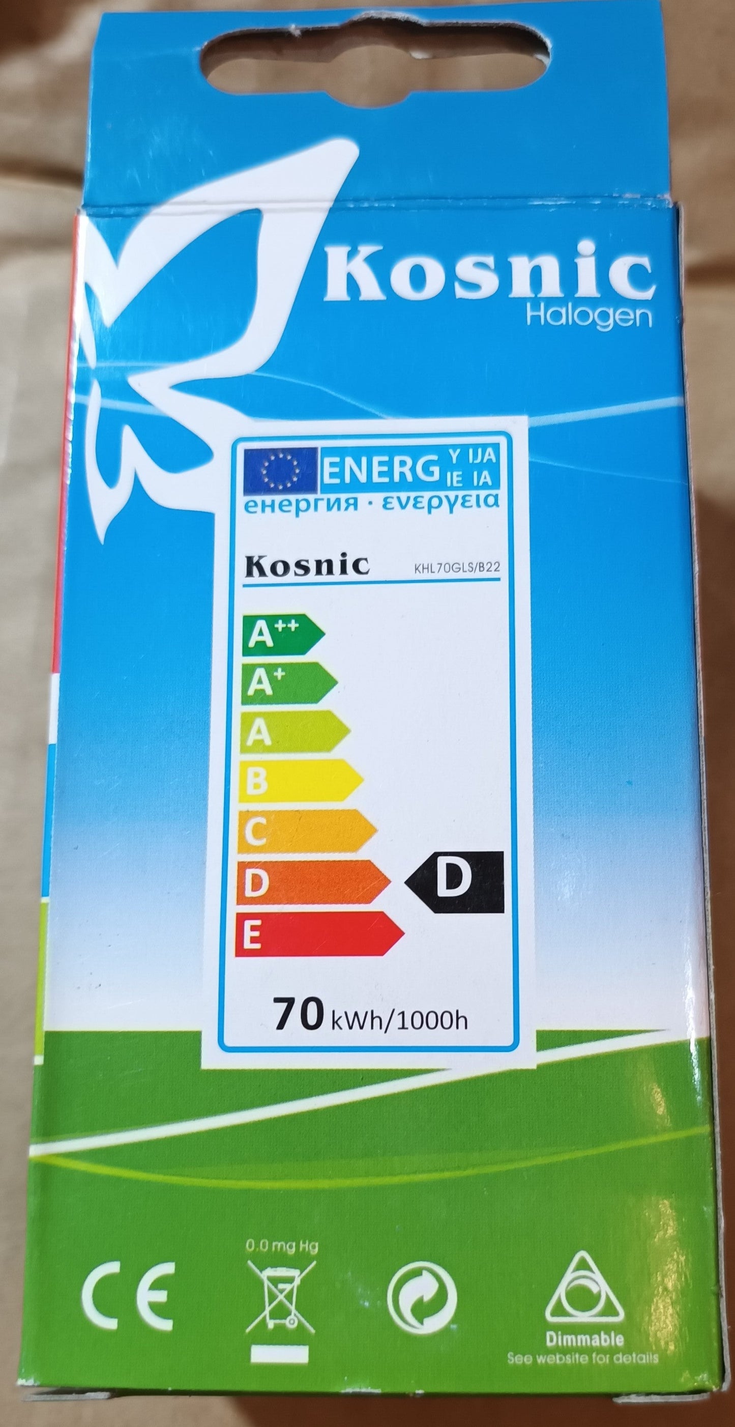 GLS Halogen Clear 70Watt ( 1200LM ) BC / B22 cap by Kosnic